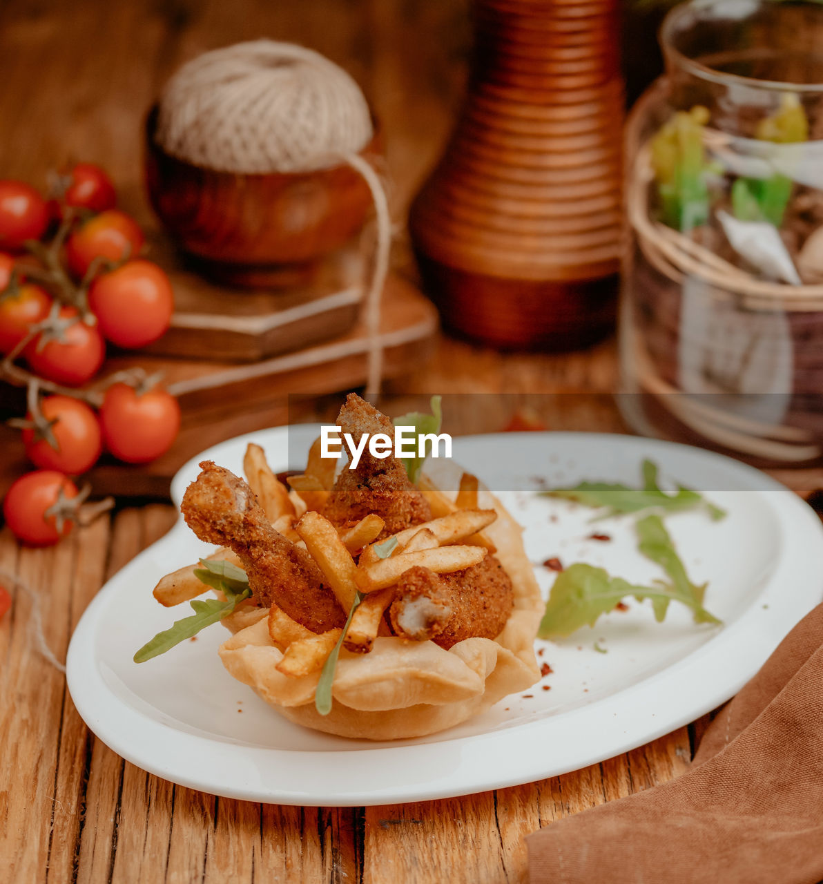 Fried chicken leg and potato free