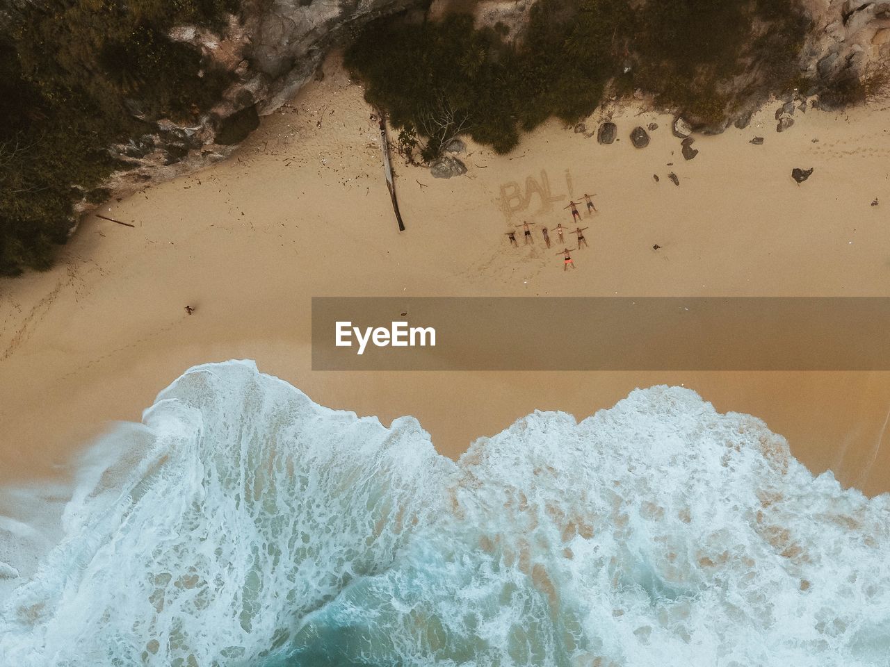 Aerial view of people at beach