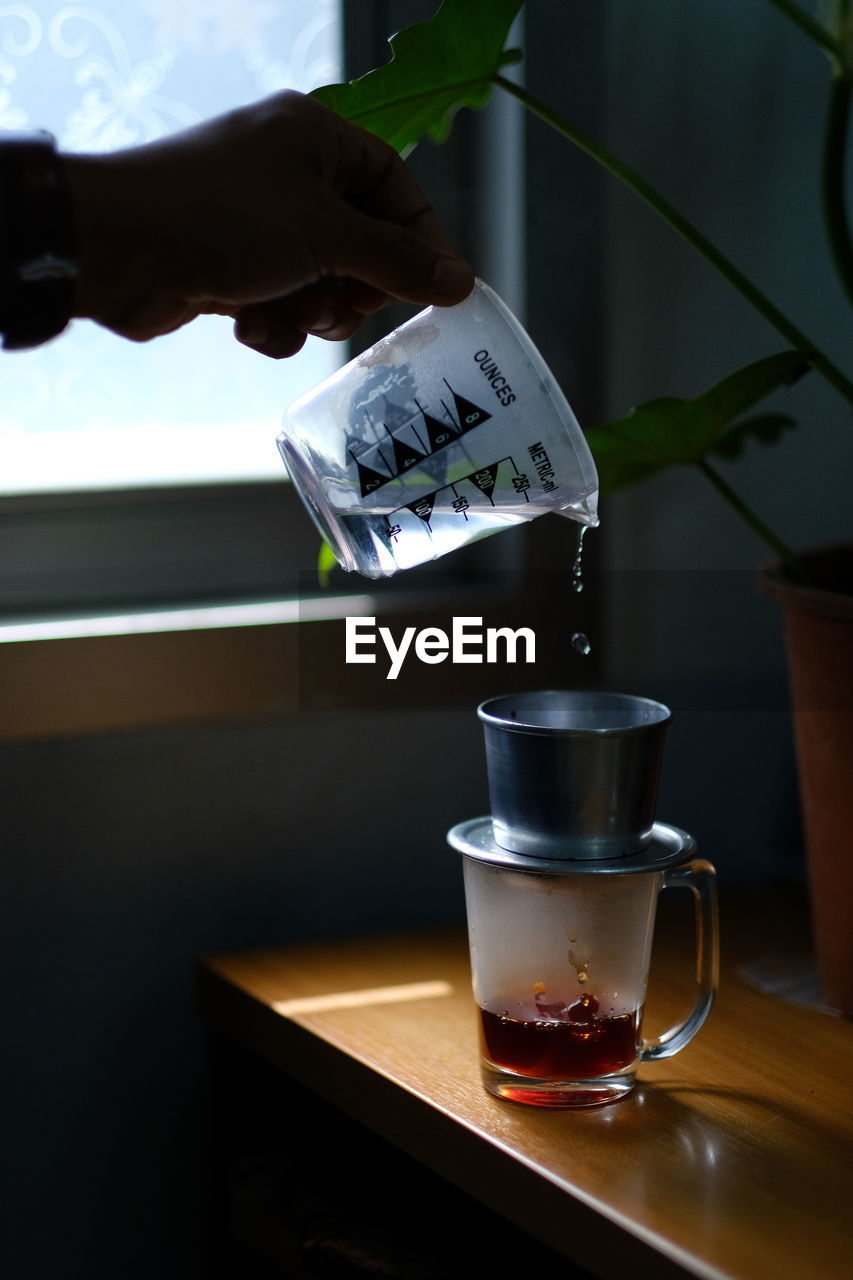Close-up of coffee cup on table