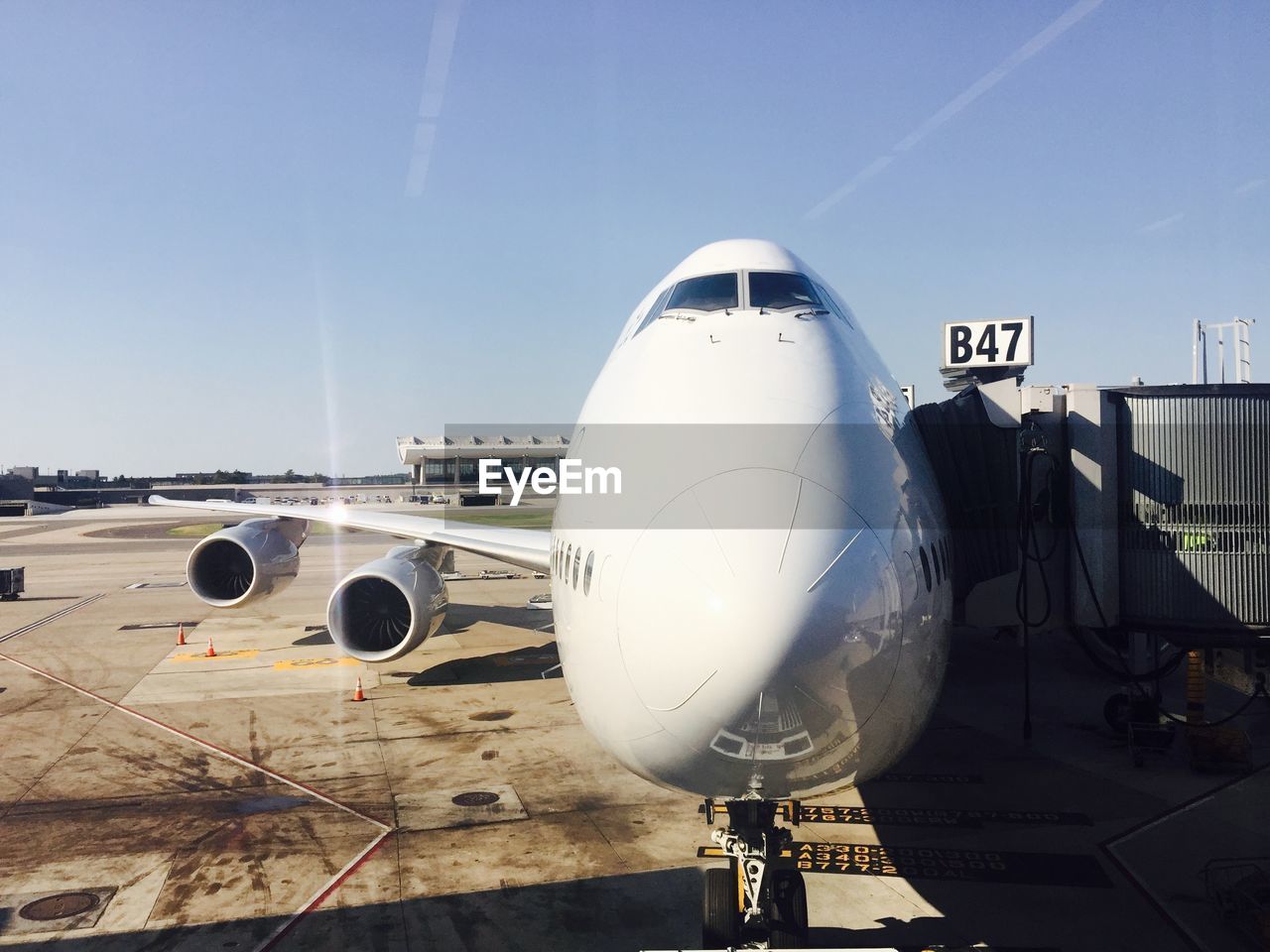 Airplane against clear sky