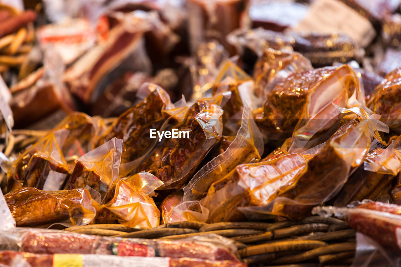 CLOSE-UP OF SEAFOOD FOR SALE IN MARKET