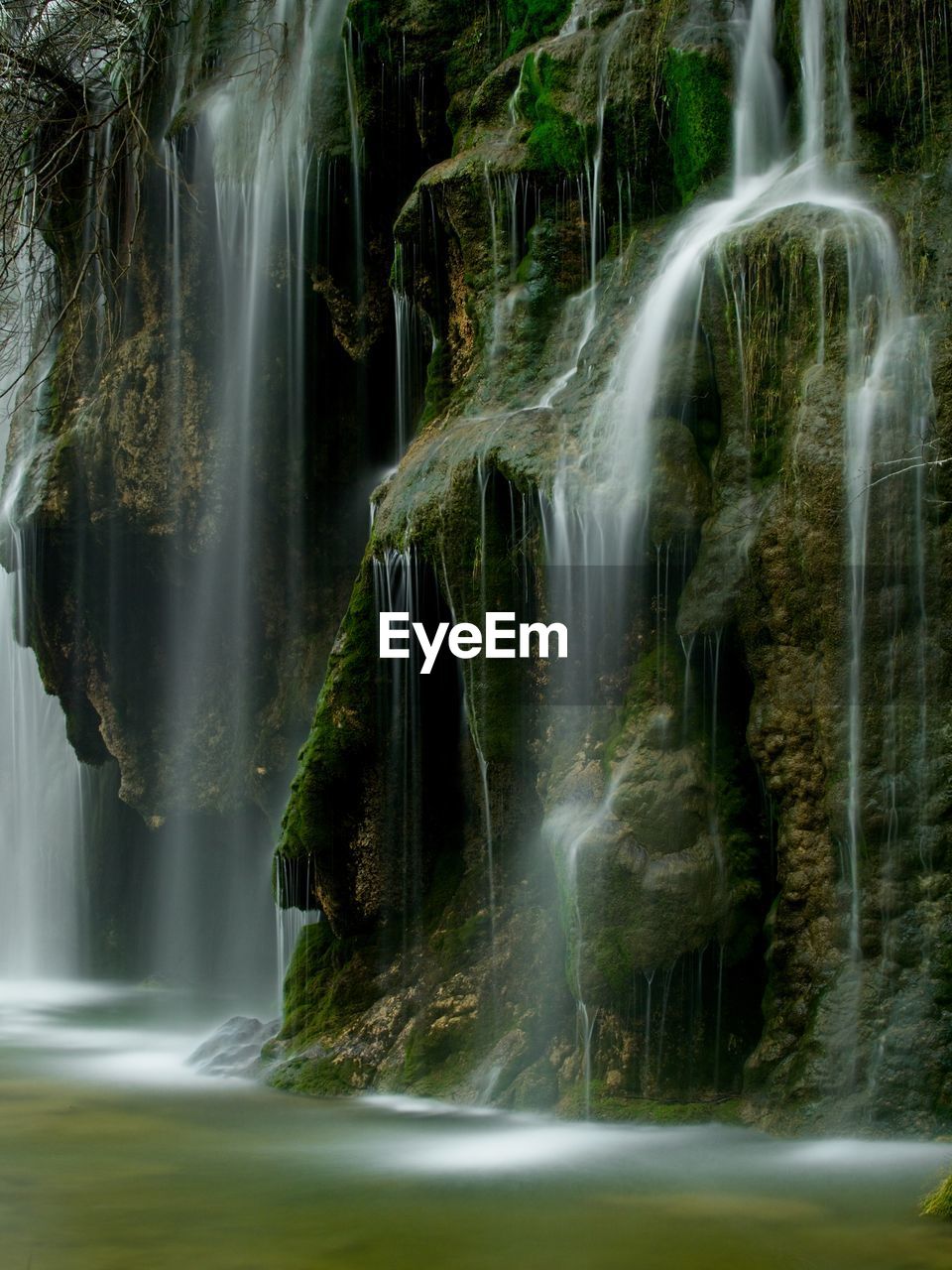 Silky water falling on the rocks.