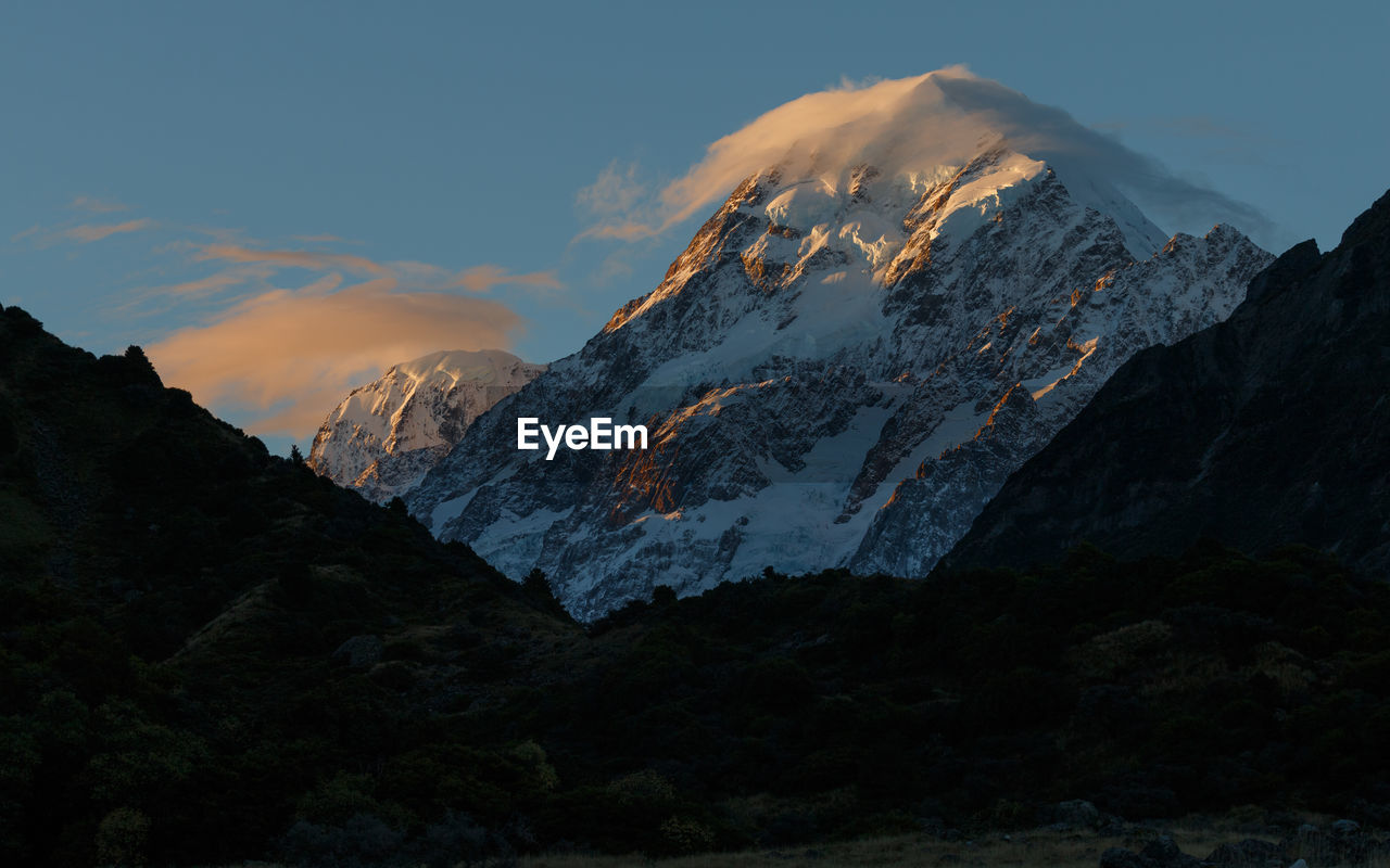 Scenic view of snowcapped mountain against sky