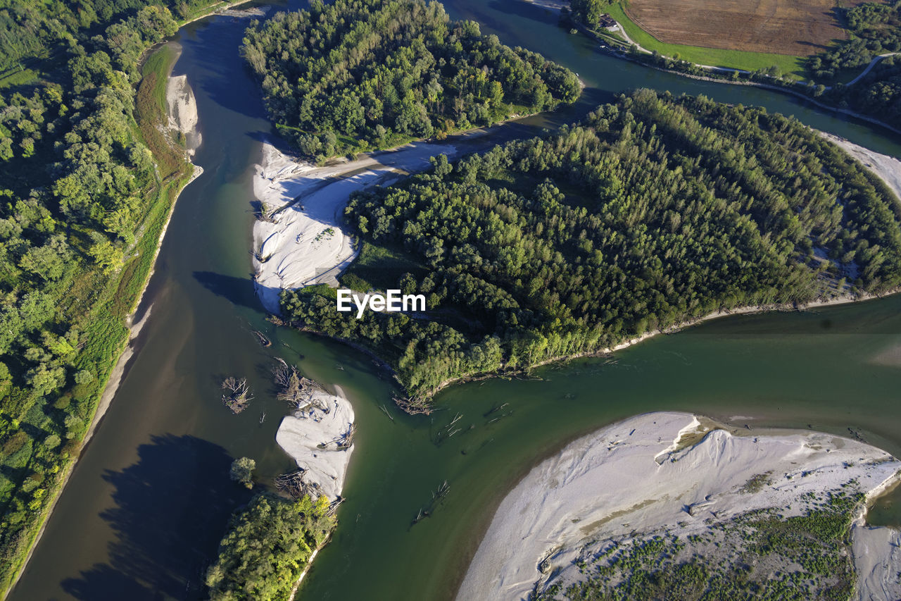 Aerial photo of erosion on the drava river