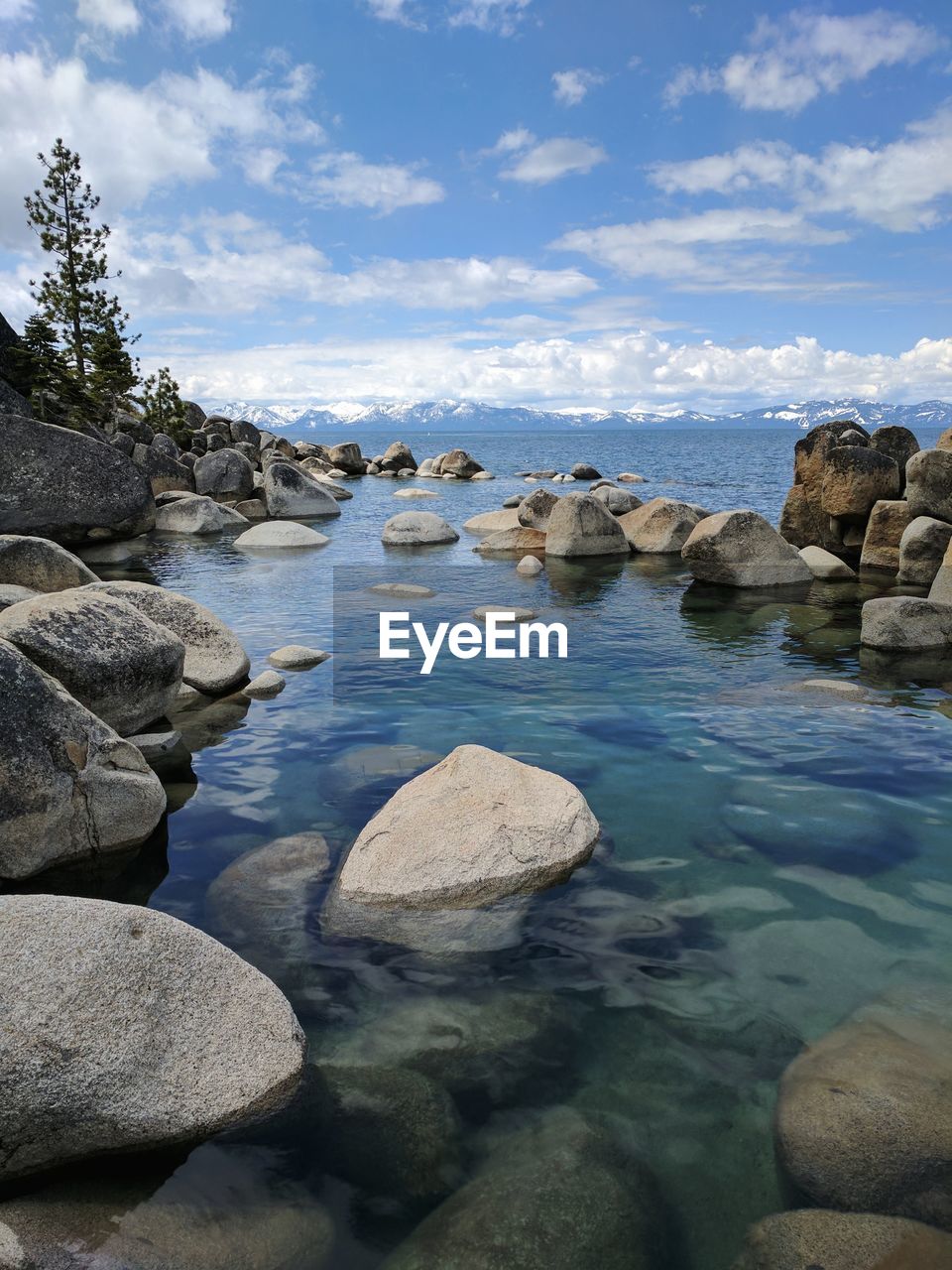 Rocks in sea against sky