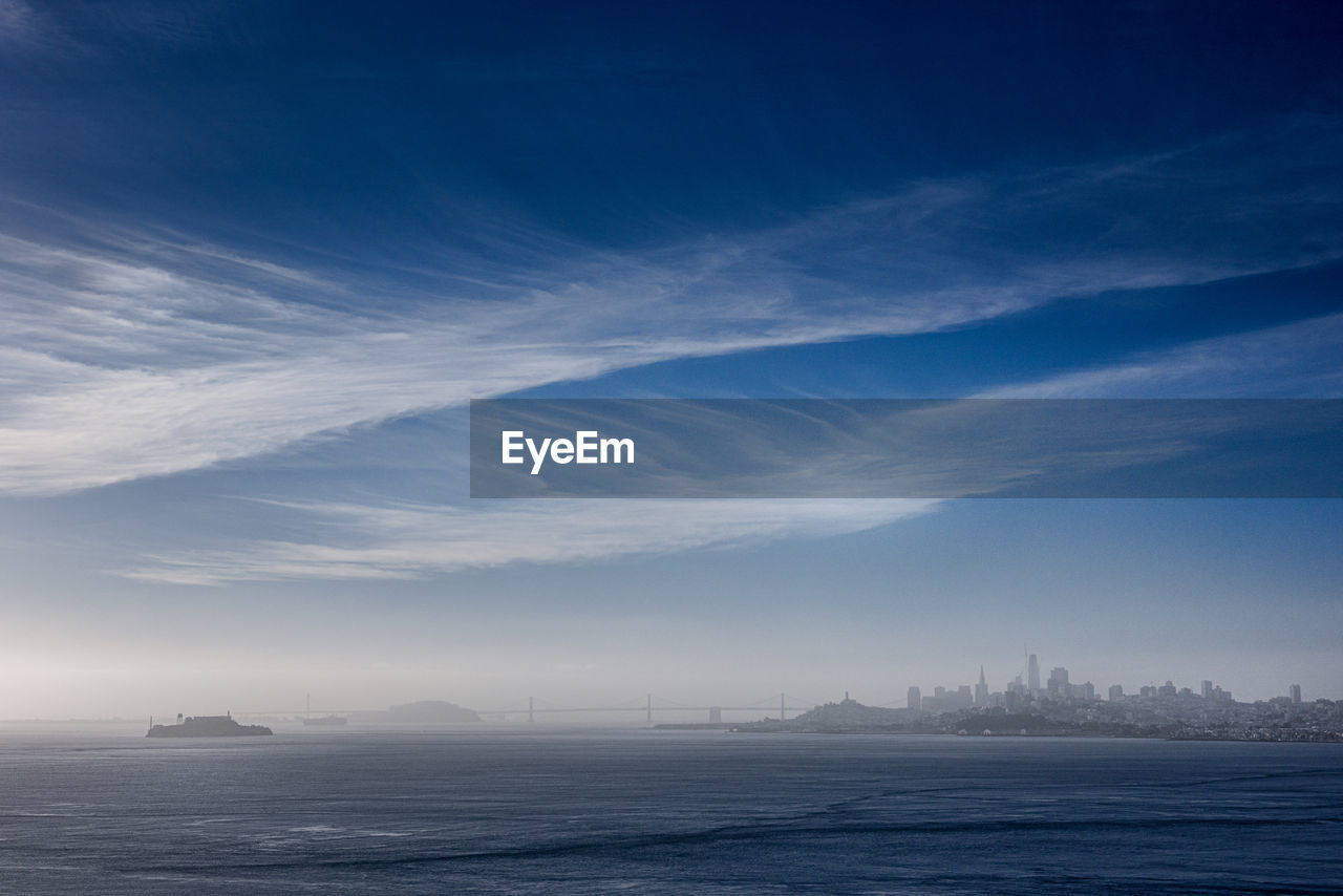 Low angle view of the san francisco bay at dawn