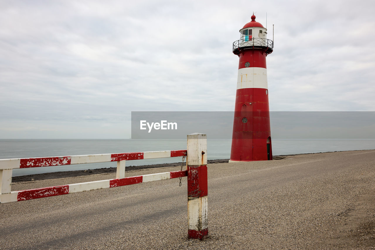 Small lighthouse westkapelle on the north sea, netherlands.