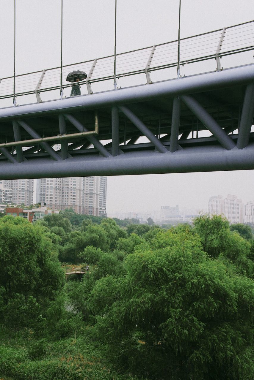 Low angle view of bridge in city