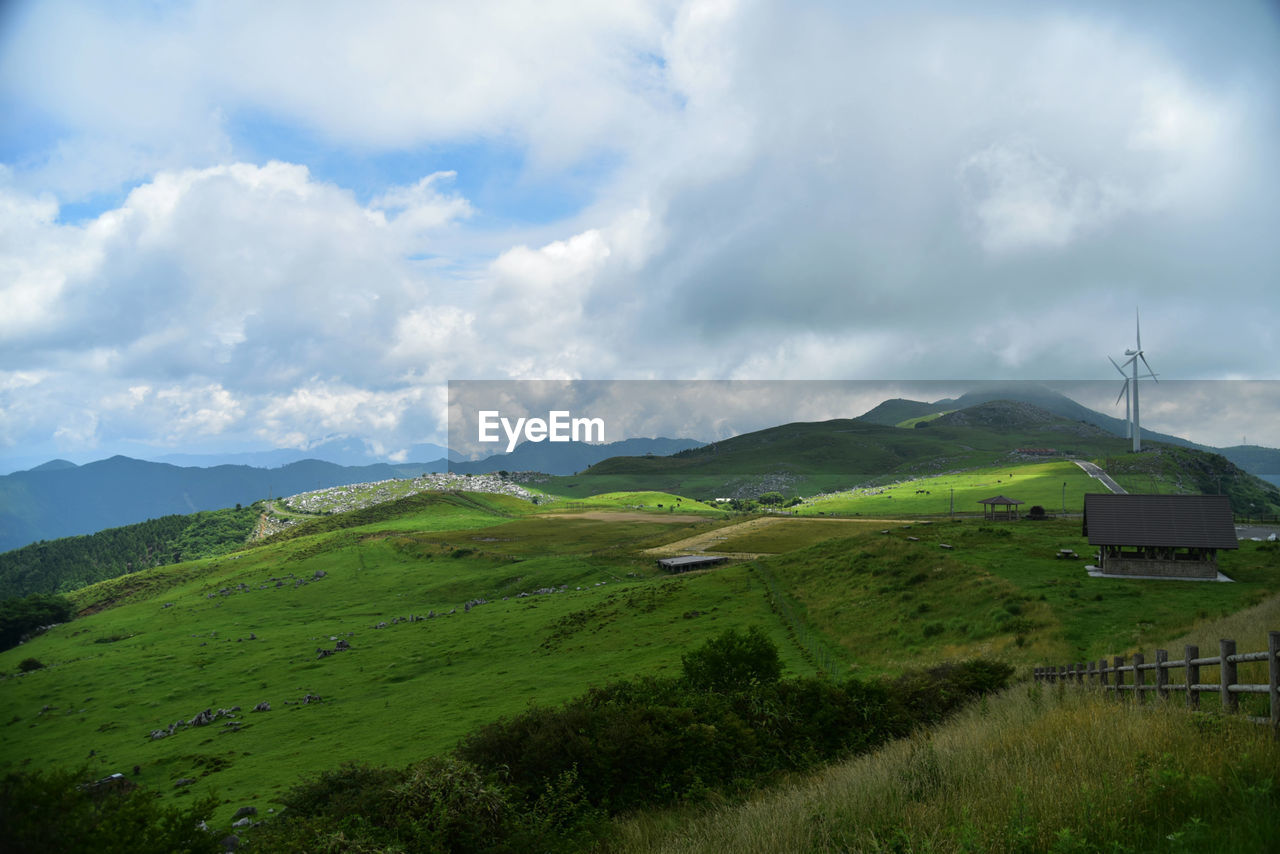 Japan Photography Beauty In Nature Cloud - Sky Field Grass Green Color Land No People Outdoors Sky