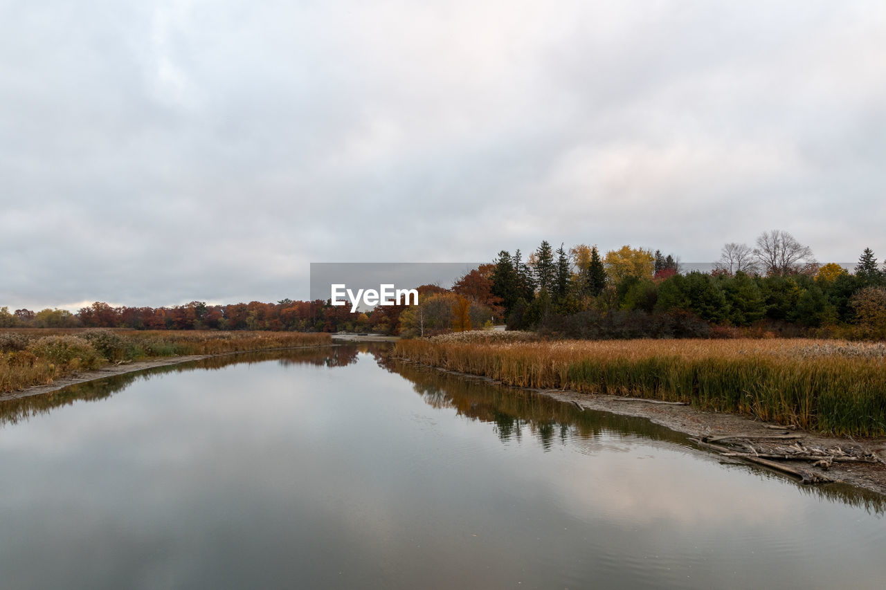 Scenic view of lake against sky