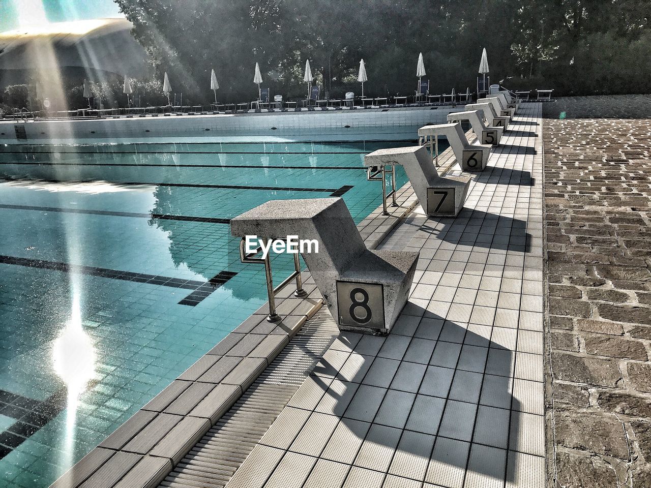 High angle view of swimming pool