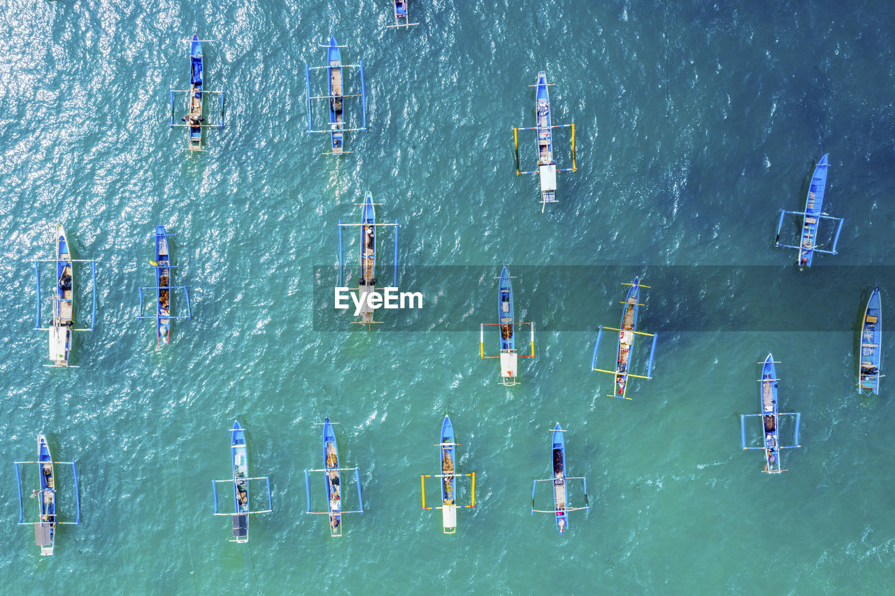 Aerial view of boats on sea