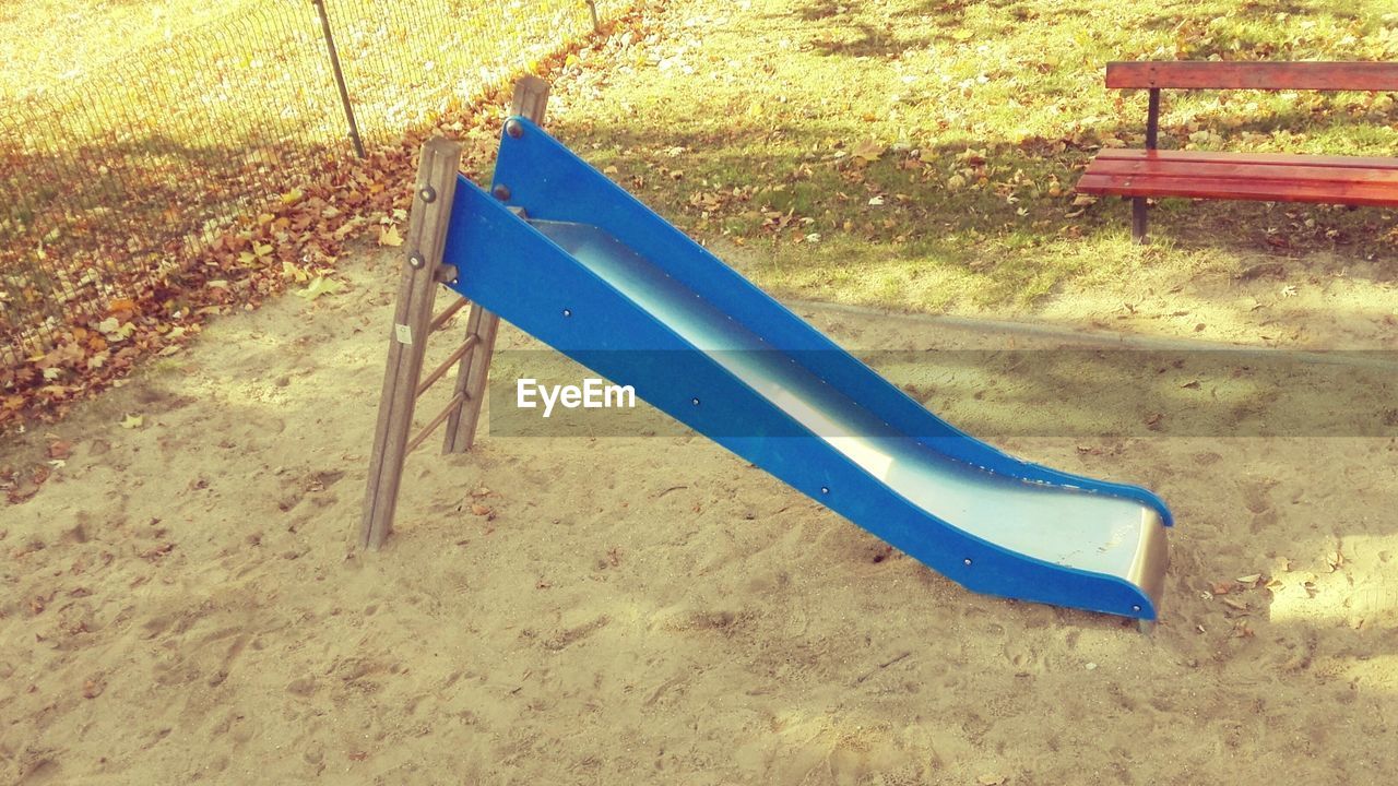 High angle view of slide at playground