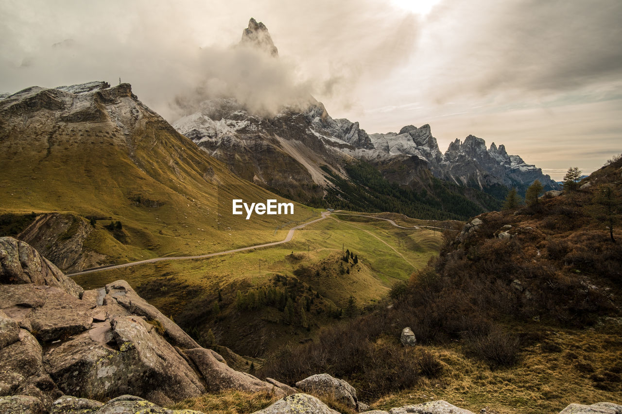 Scenic view of mountains against sky