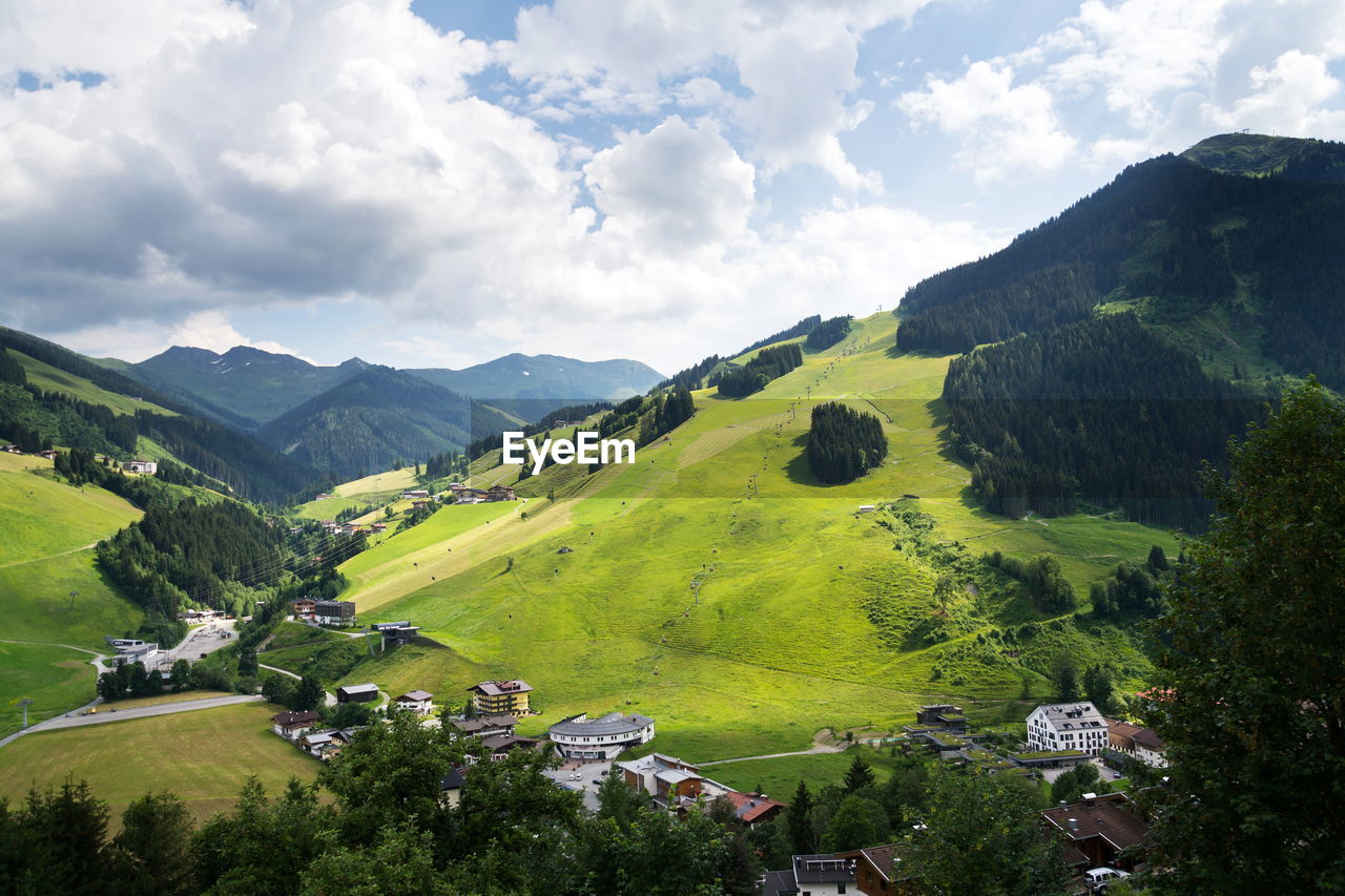 high angle view of landscape against sky