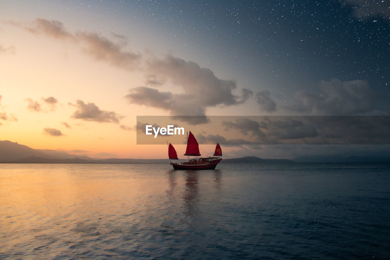 Scenic view of sea against sky during sunset