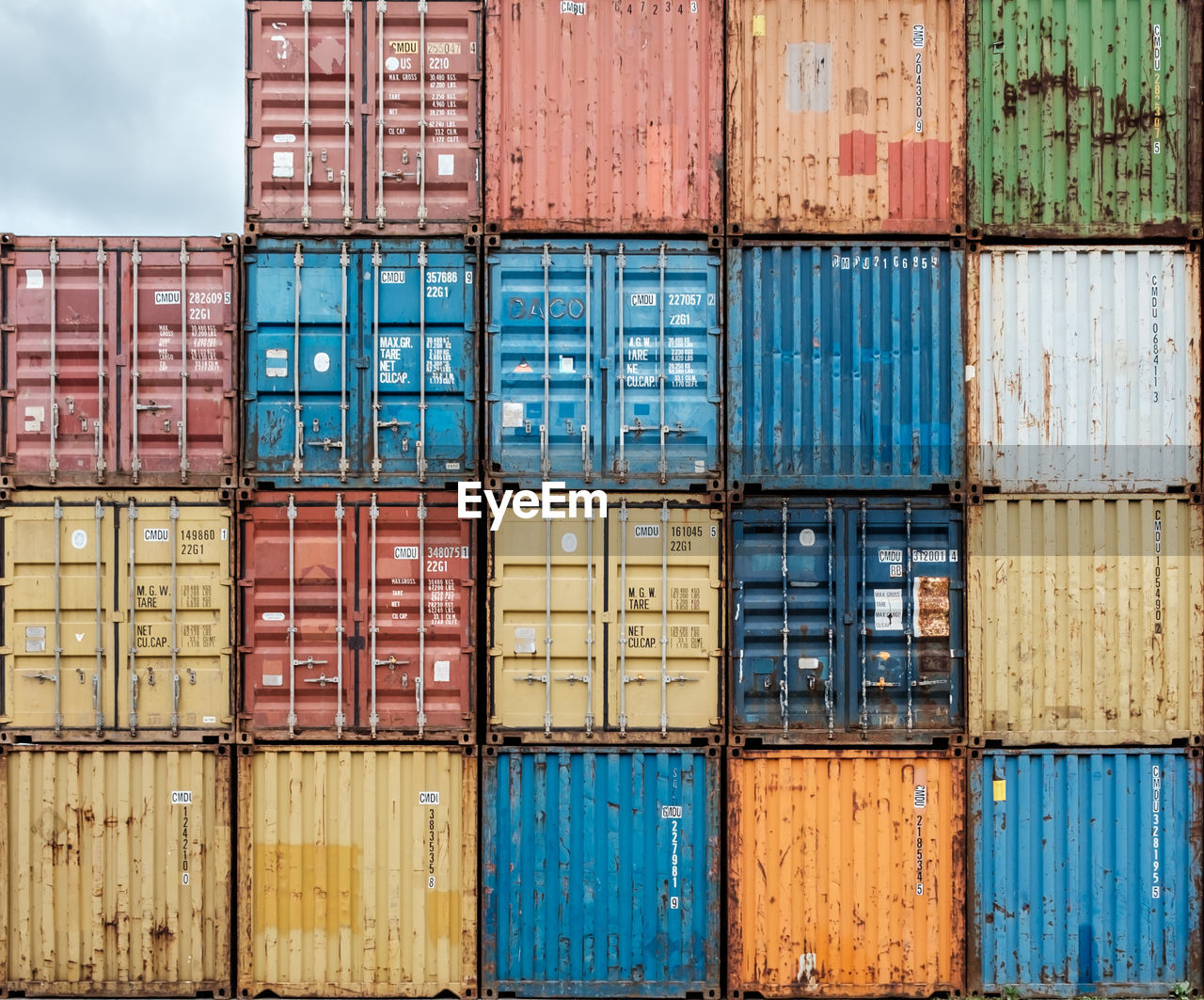 Stack of containers on a dock