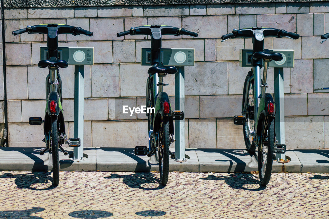 Bicycles parked on street