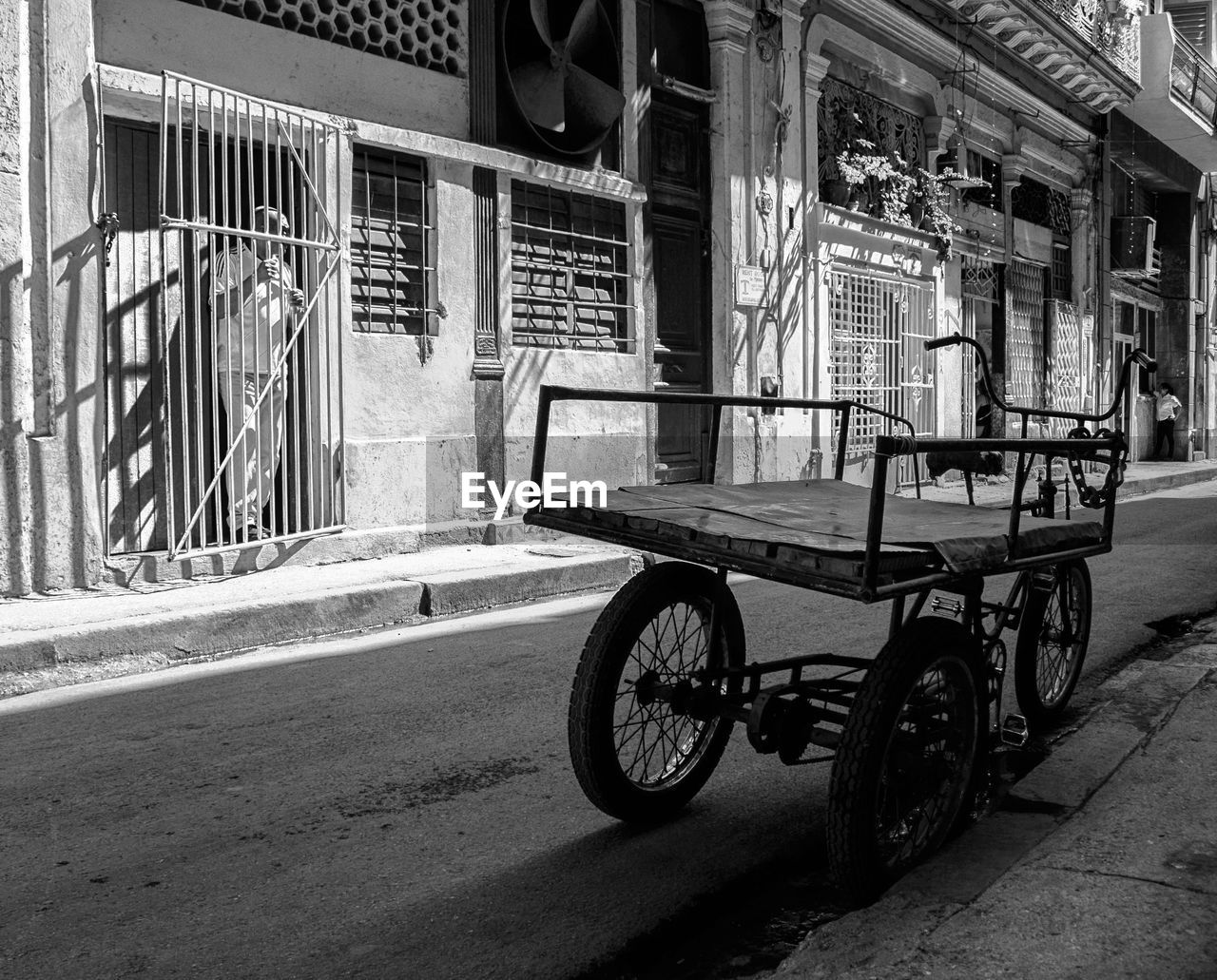 Cart on road in city