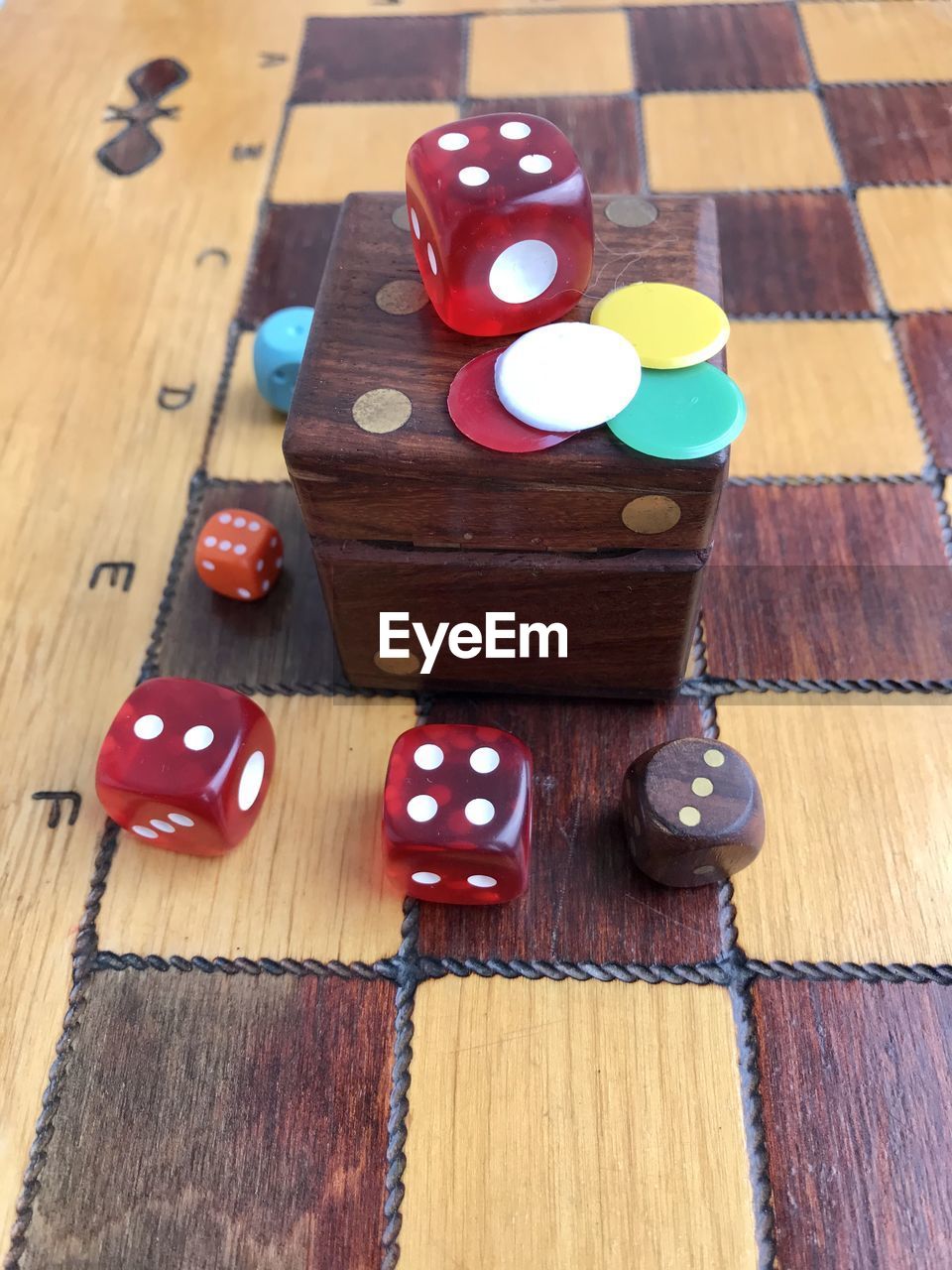 Dice on a chessboard.  great game.