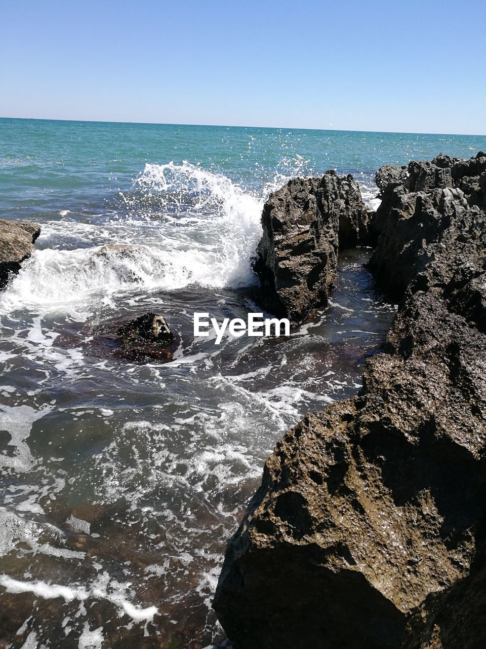 Scenic view of sea against clear sky