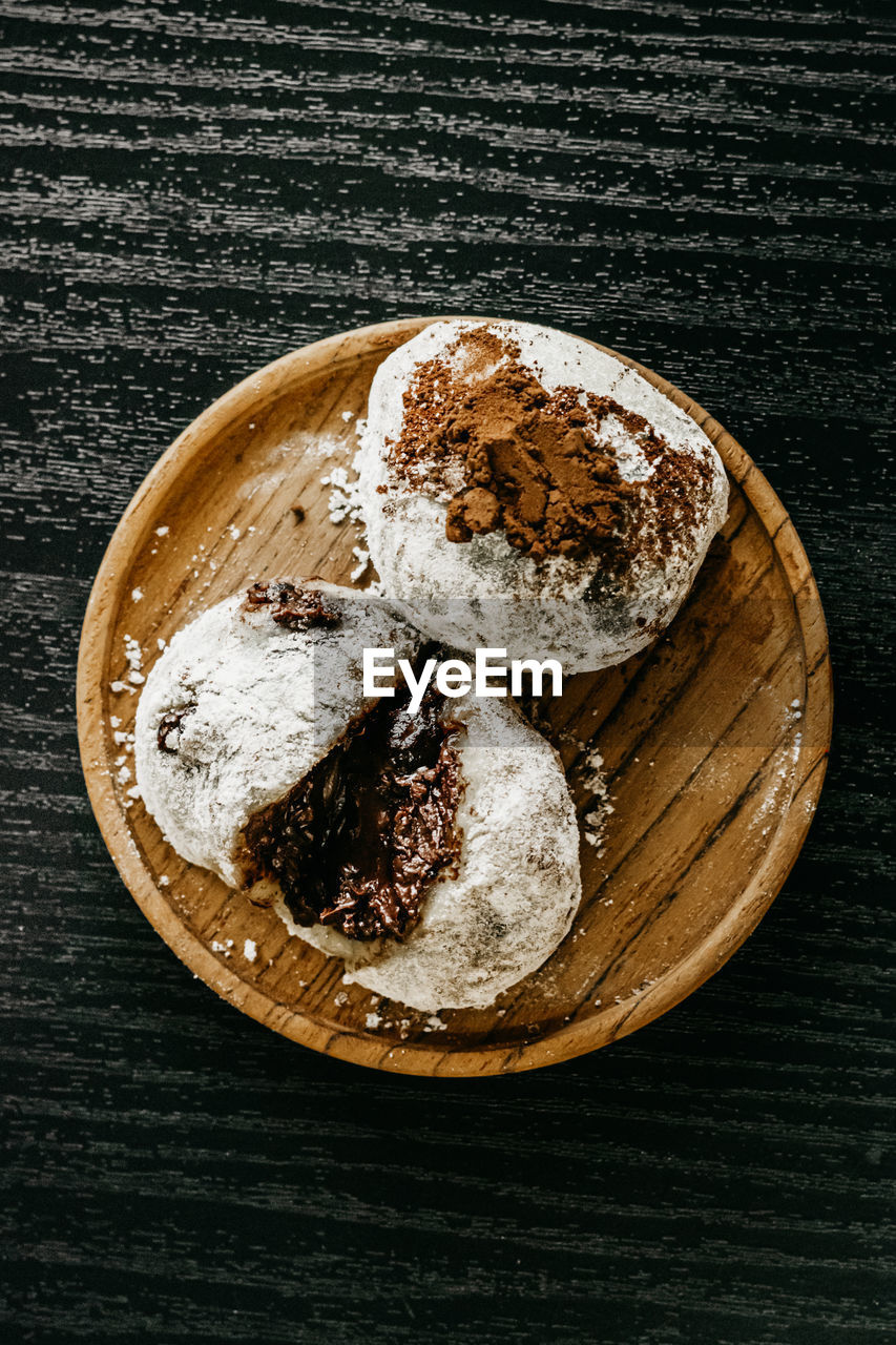 food and drink, food, table, still life, indoors, directly above, no people, freshness, sweet food, high angle view, wood, sweet, close-up, dessert, baked, studio shot