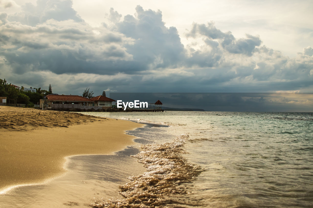 Scenic view of beach against sky