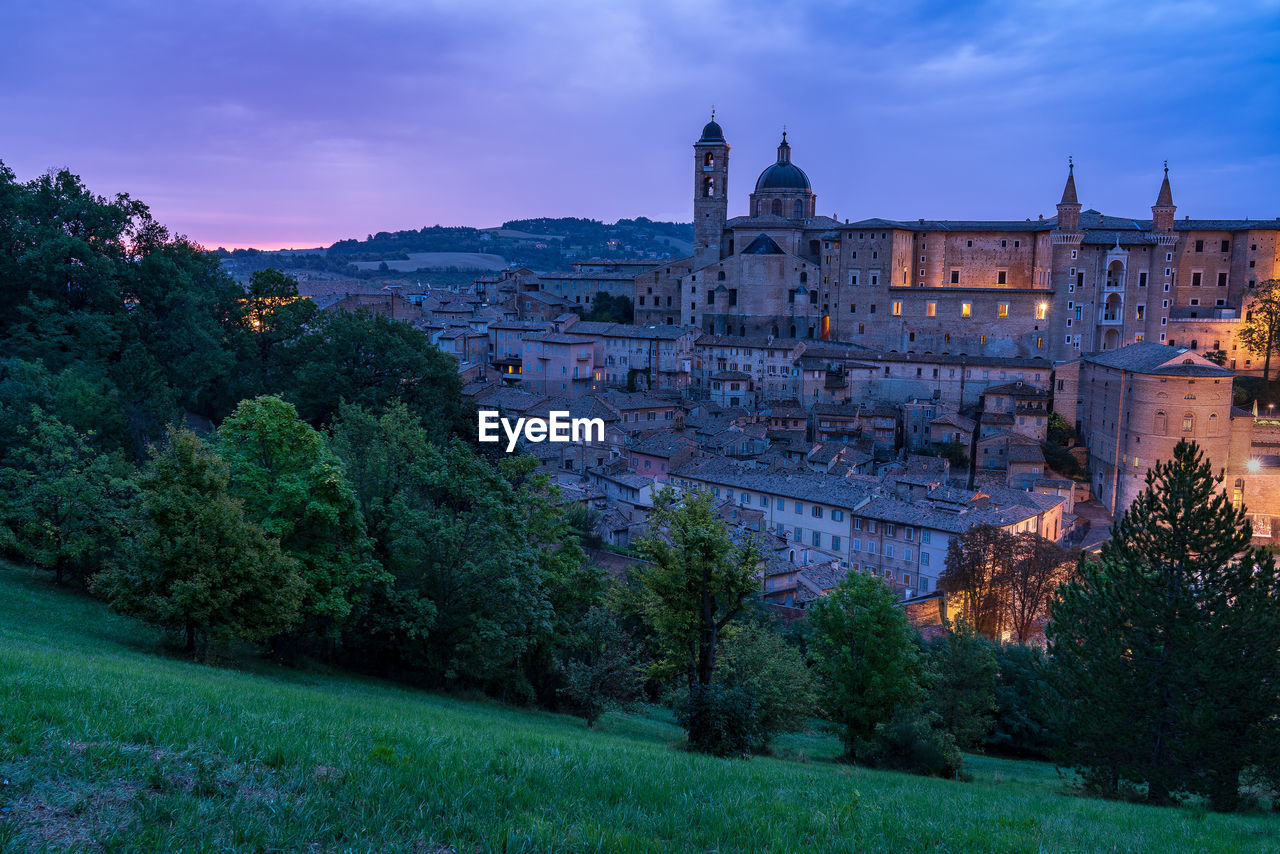 A day in urbino italy, sunset on the city