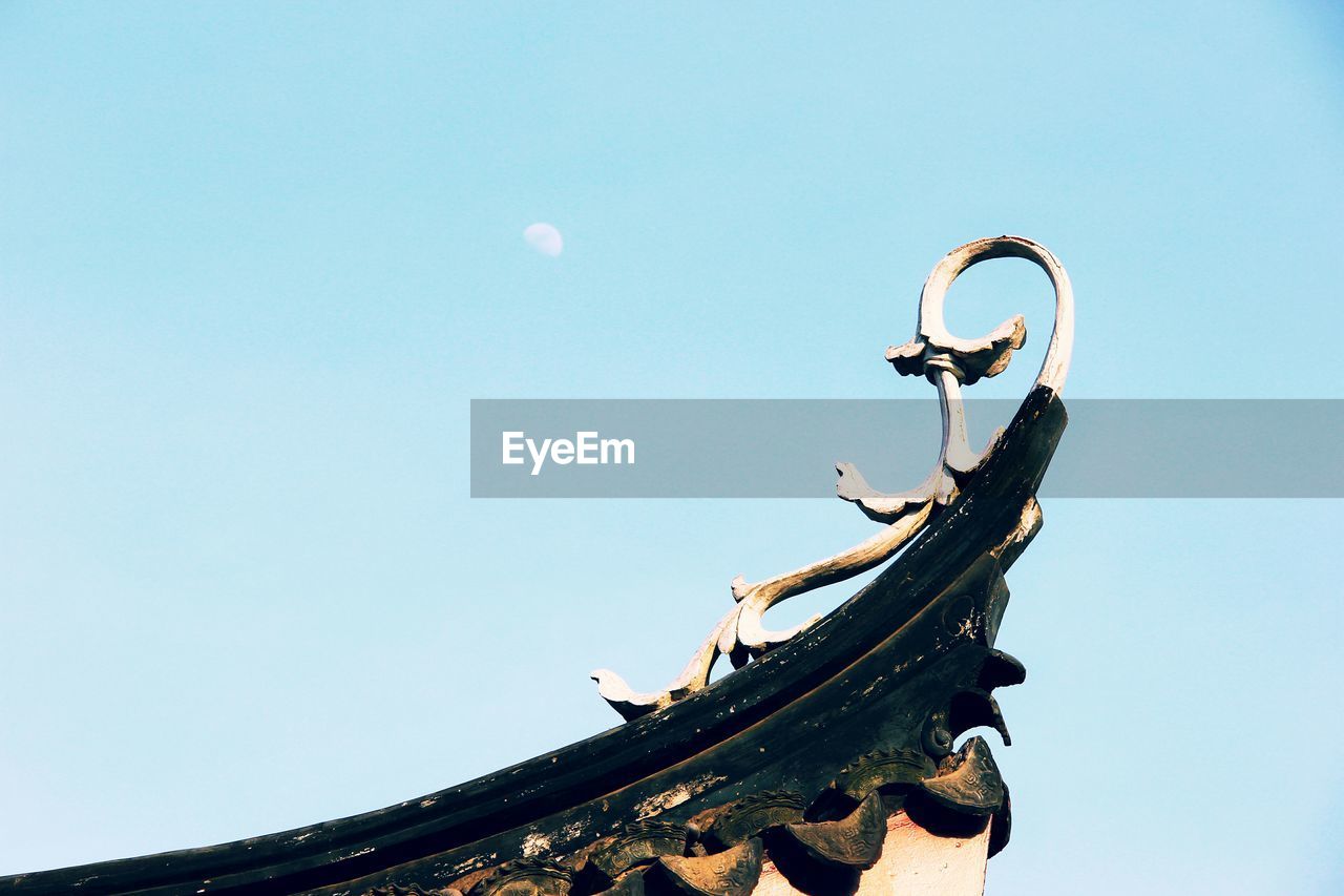 Low angle view of eaves against clear sky