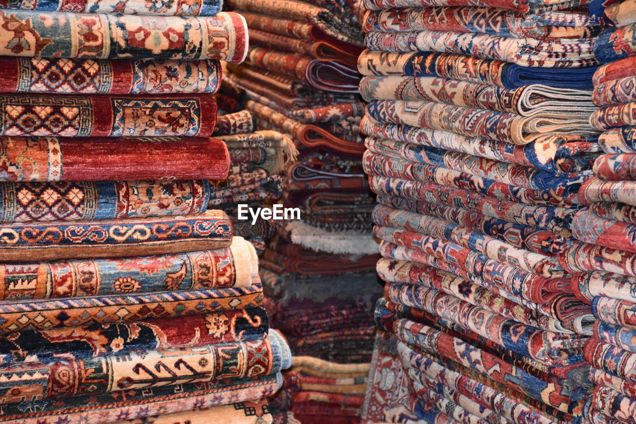 Full frame shot of firewood for sale in market