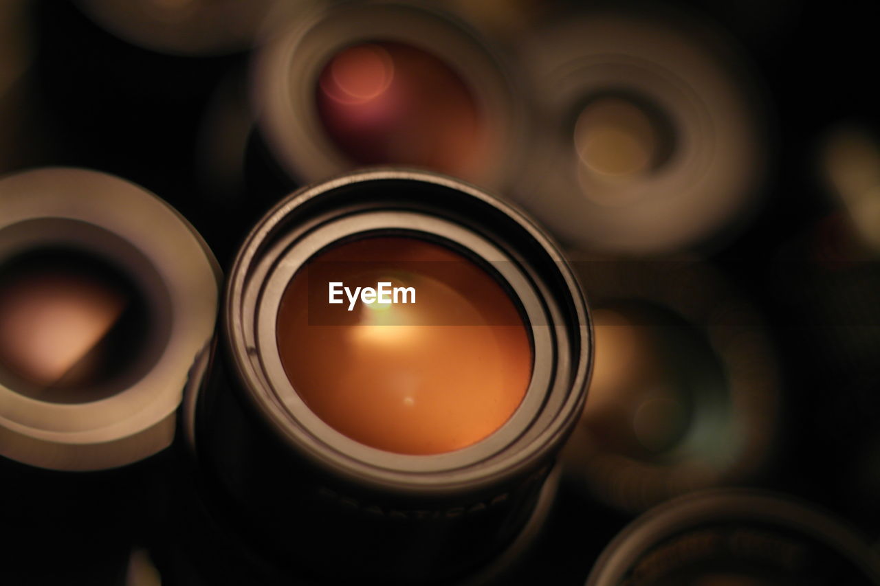 Close-up of camera lenses