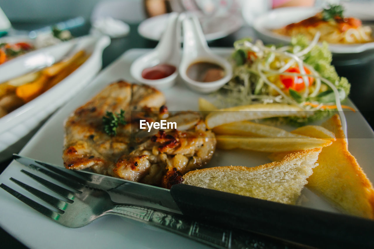 Close-up of food on table