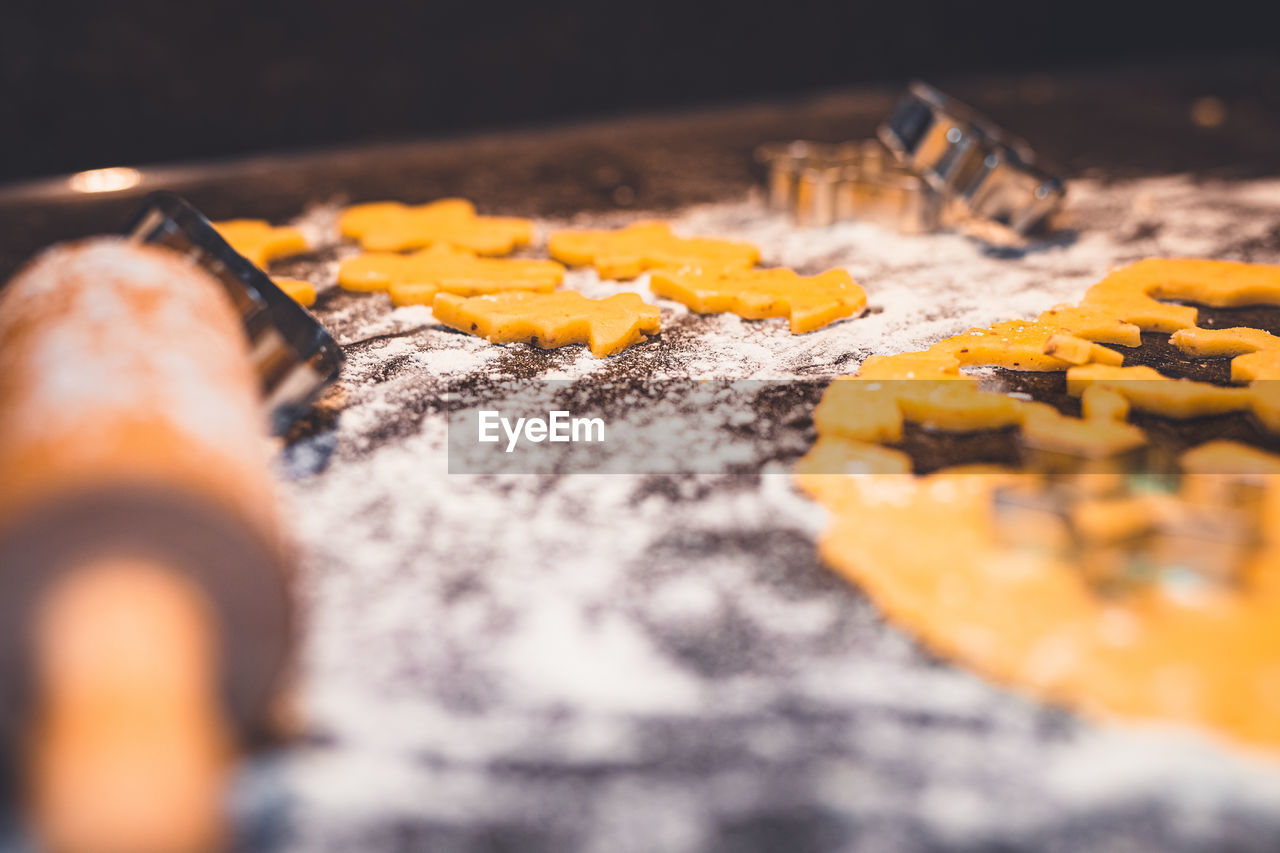 Close-up of cookies on table