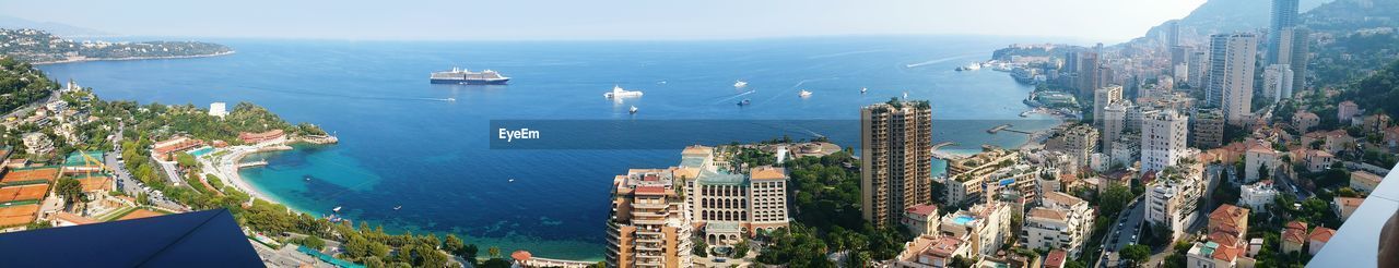 High angle view of boats in sea