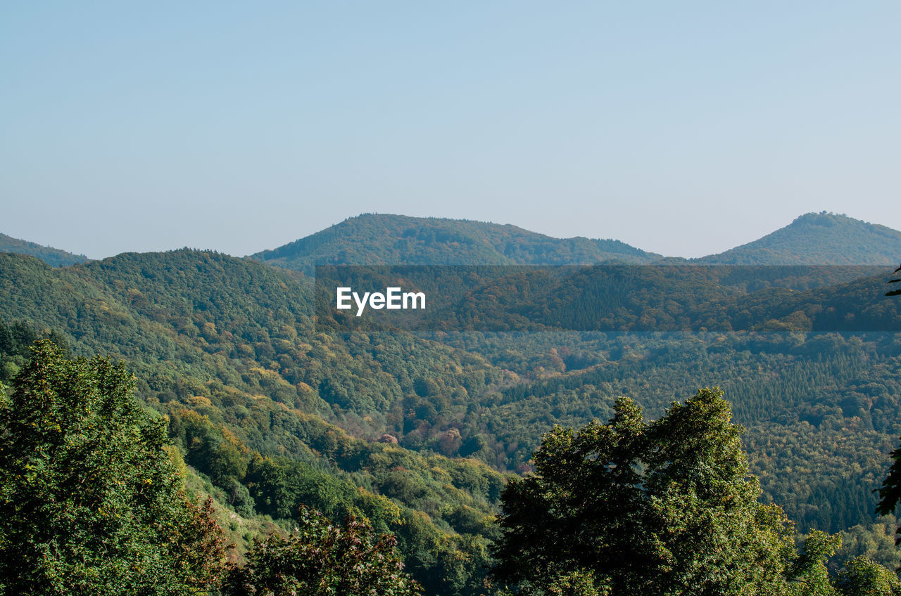 Scenic view of mountains against clear sky