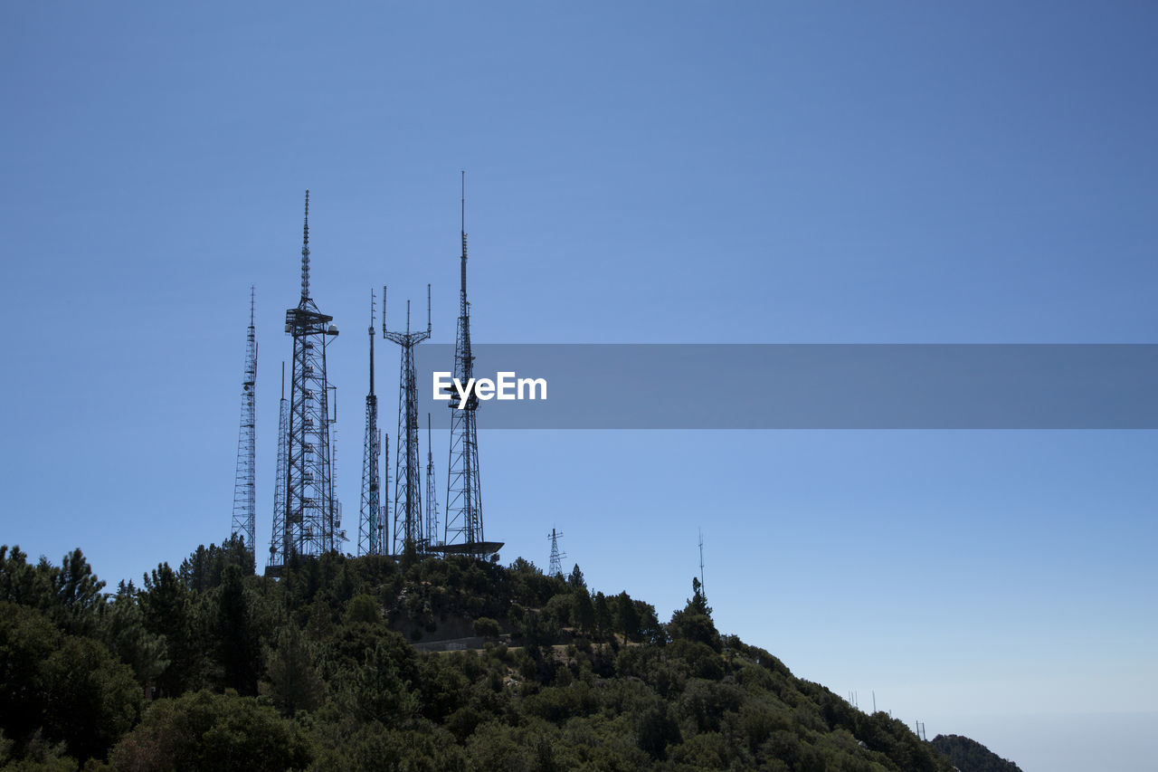 Communication antennas mounted on a mountain top