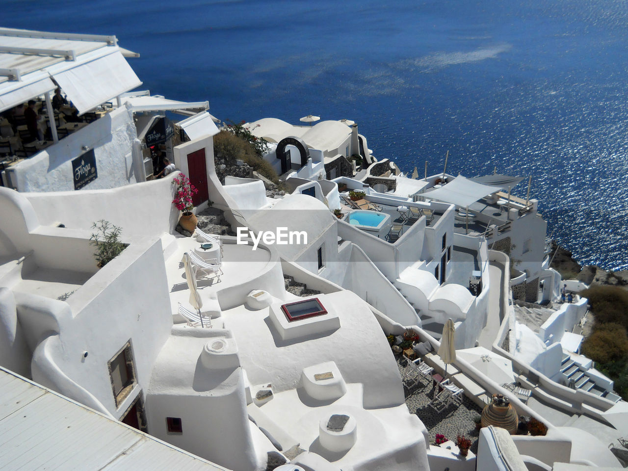 High angle view of boats in sea