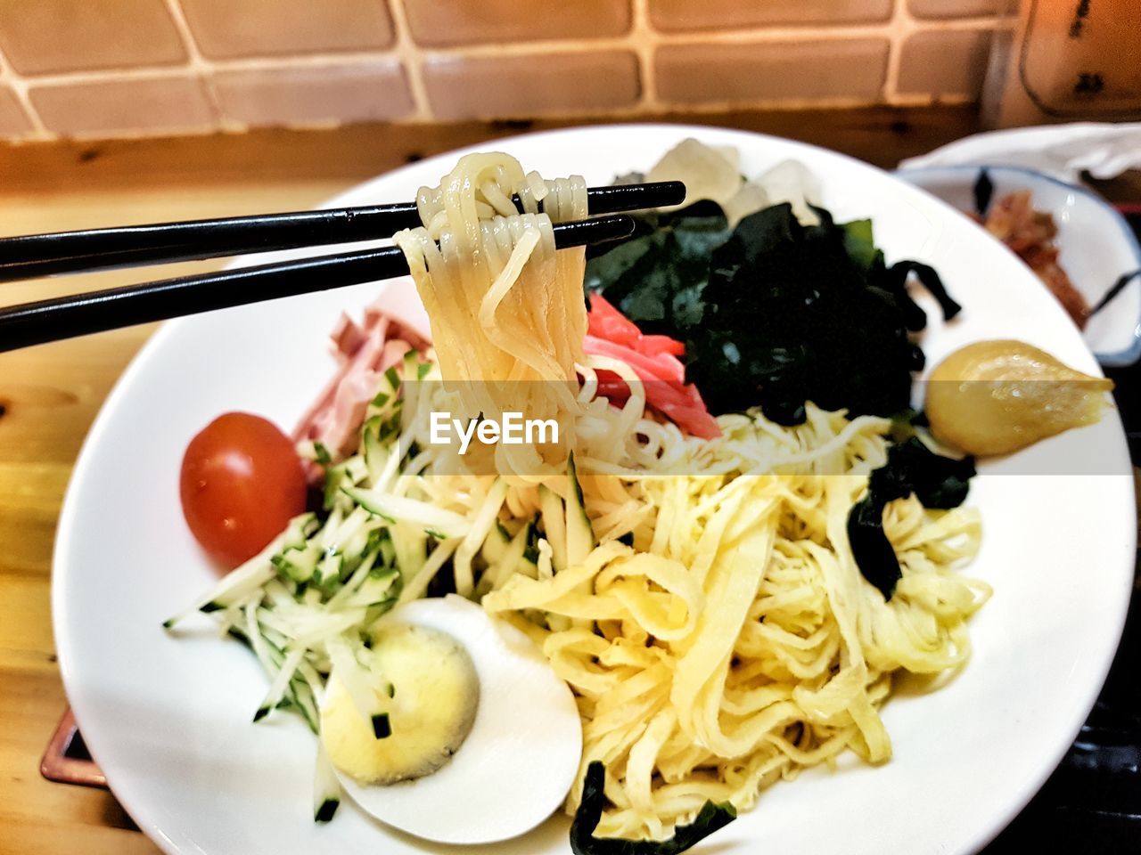 Close-up of ramen served in plate