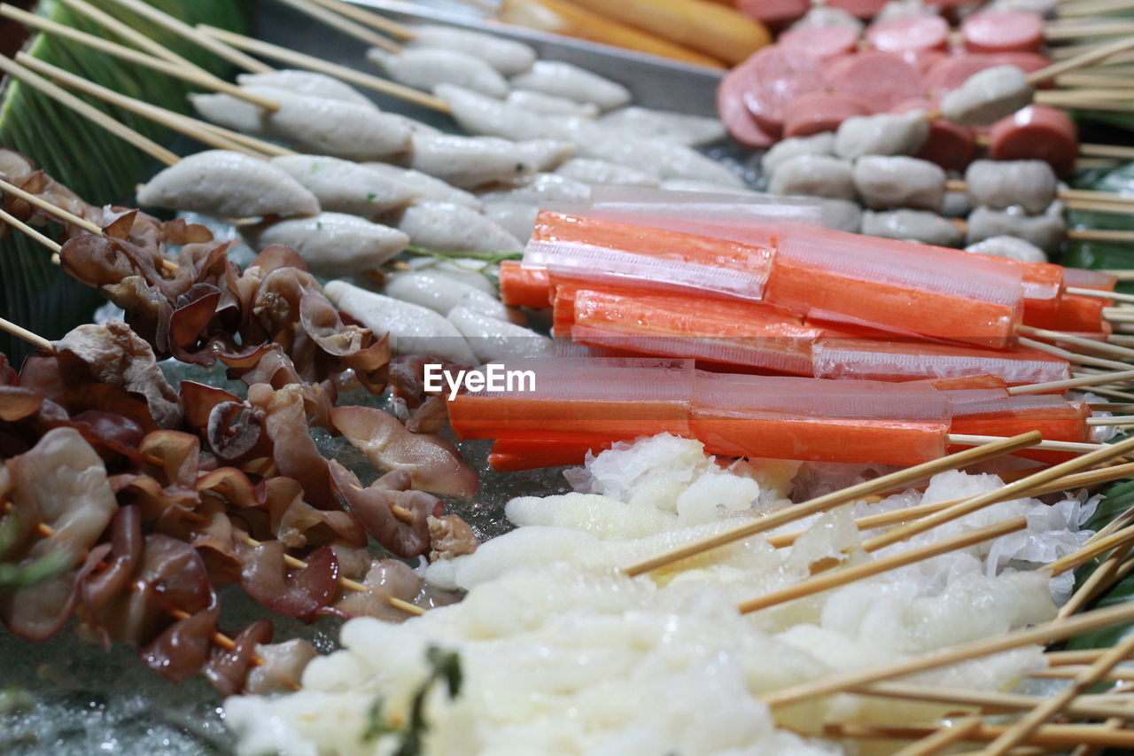 Close-up of chopped vegetables for sale in market