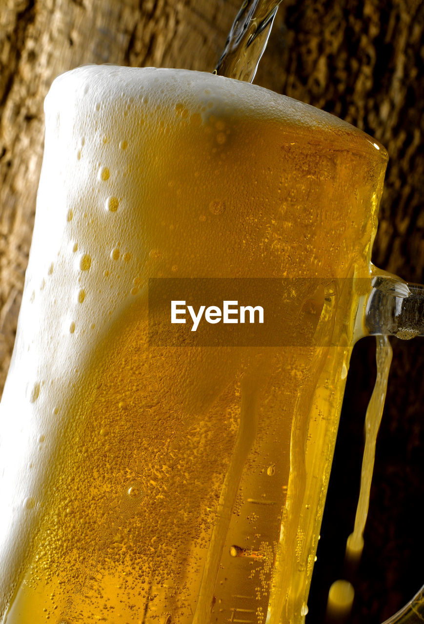 Close-up of beer glass