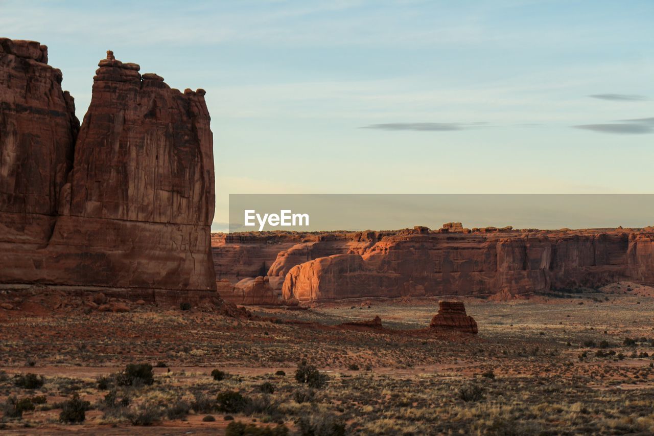 Scenic view of landscape against sky during sunset