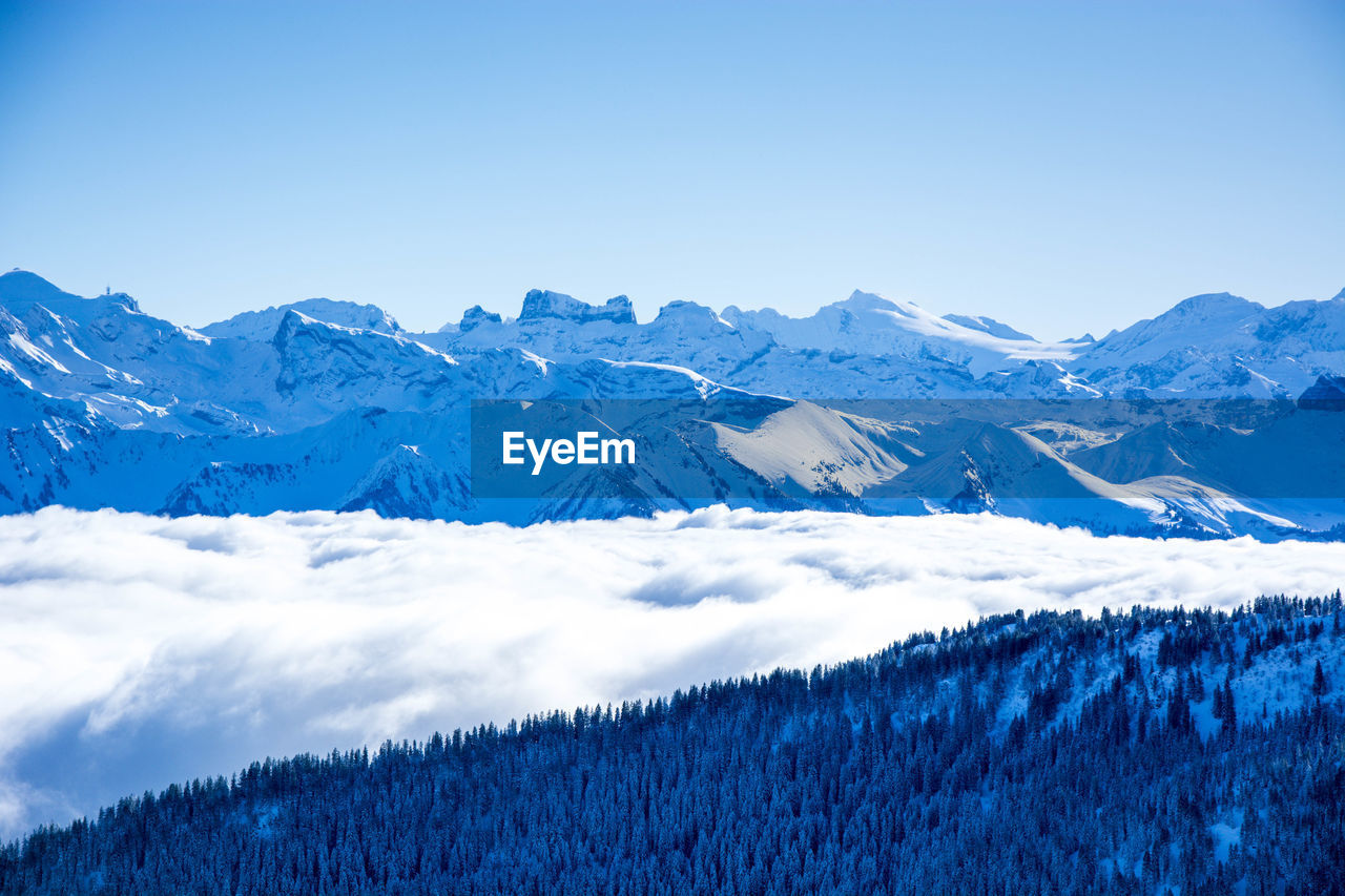 SNOW COVERED MOUNTAINS AGAINST SKY