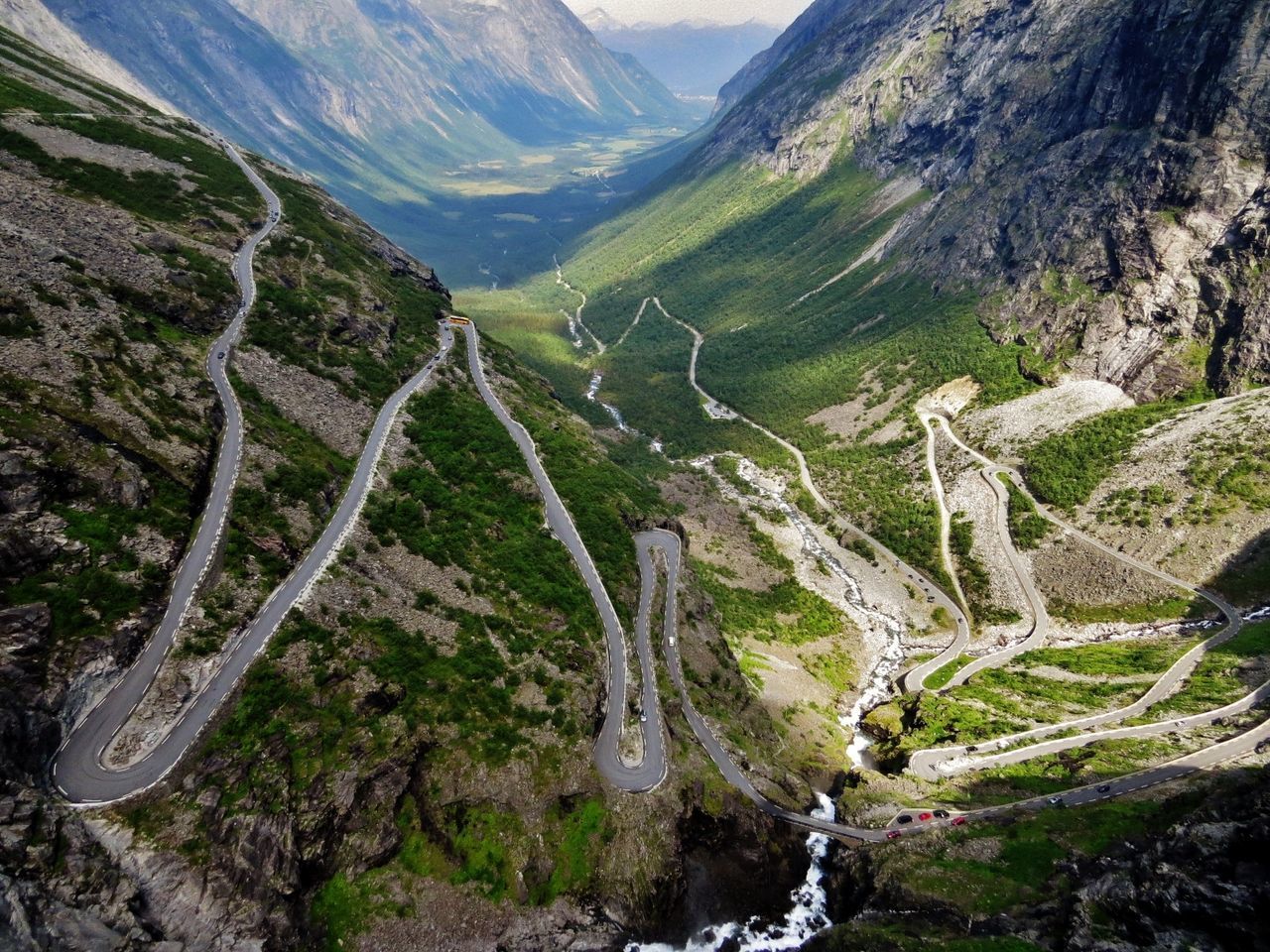 High angle view of road amidst mountains