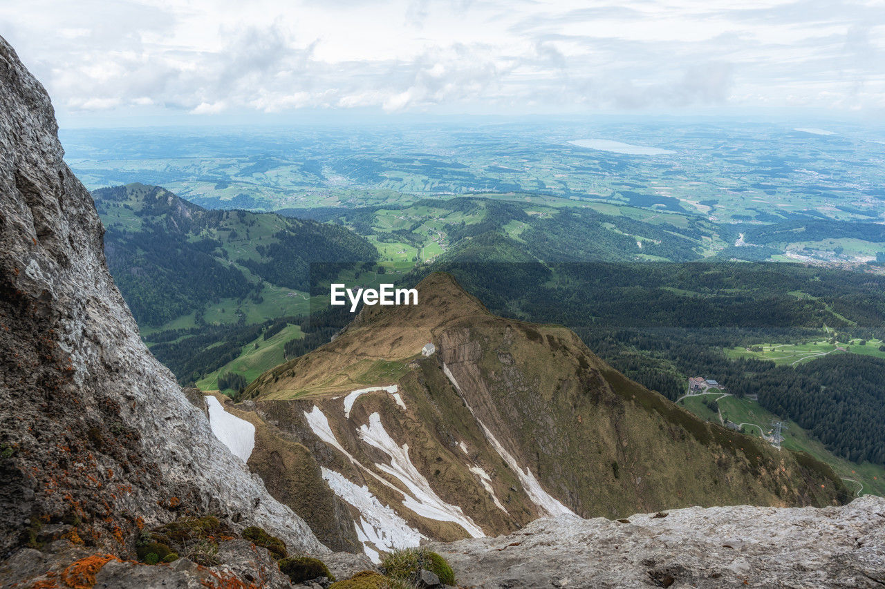 The view of klimsenkapelle church from on top of mount pilatus, switzerland.