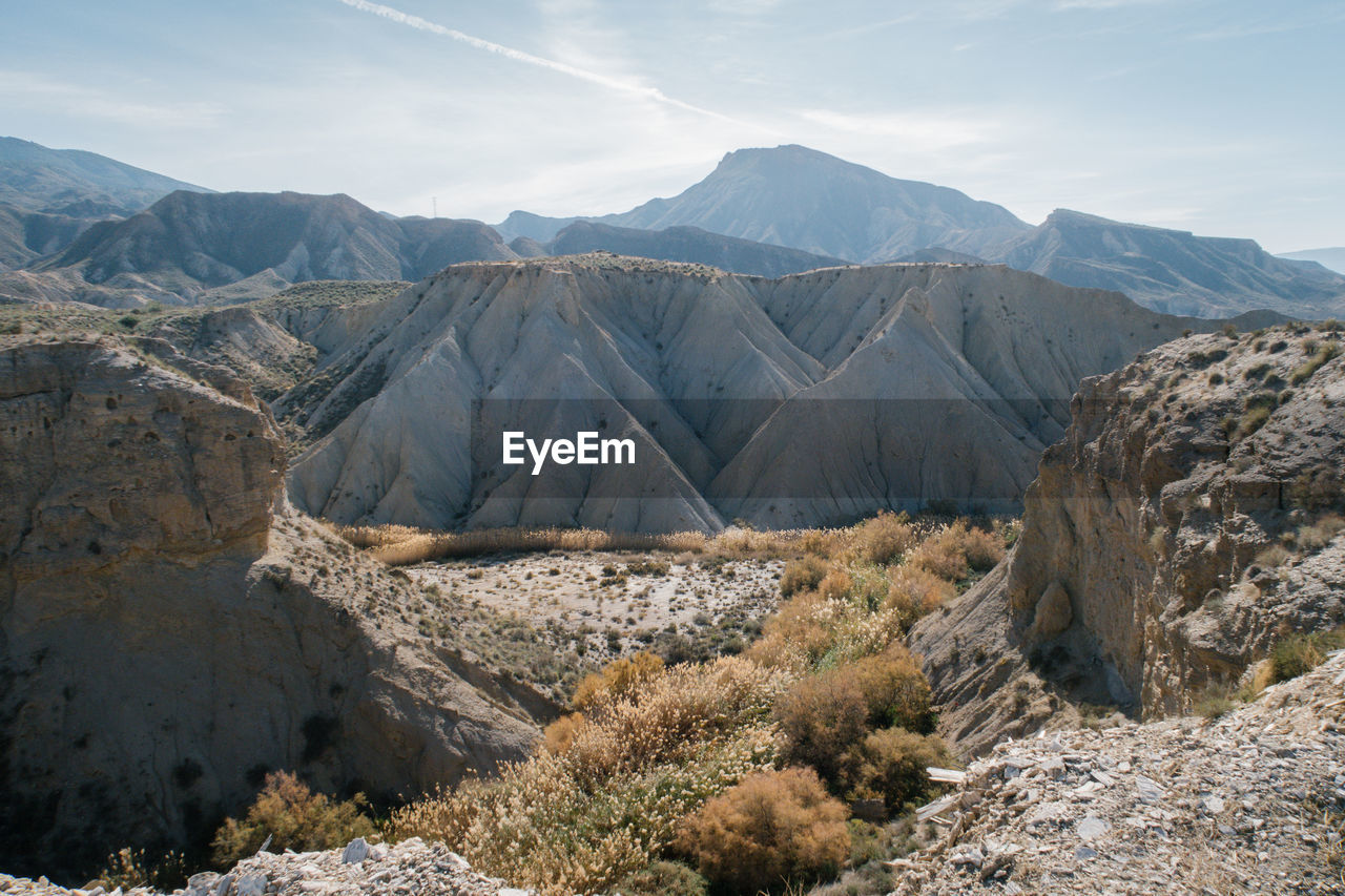 Scenic view of mountains against sky