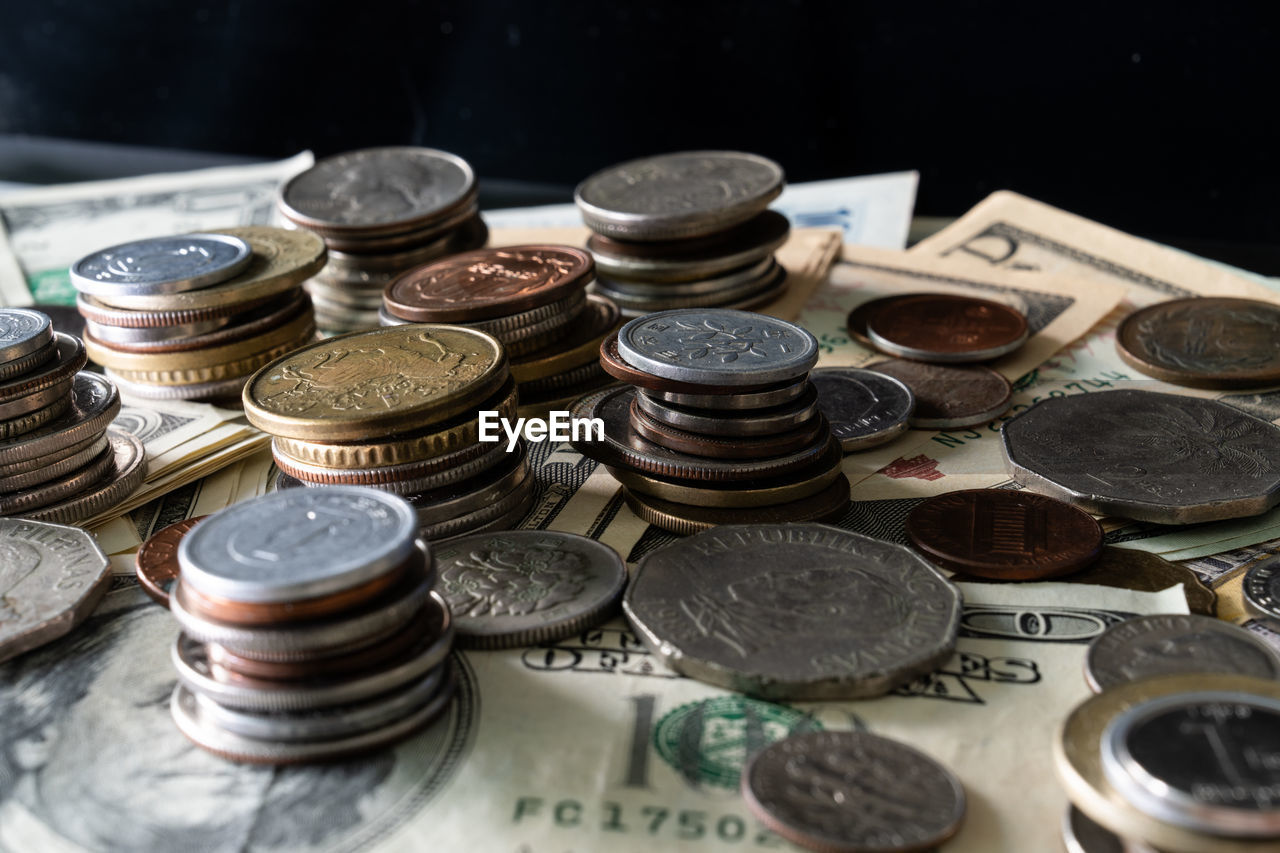money, finance, currency, coin, cash, wealth, business, money handling, large group of objects, savings, finance and economy, metal, business finance and industry, abundance, no people, still life, close-up, economy, heap, indoors, investment