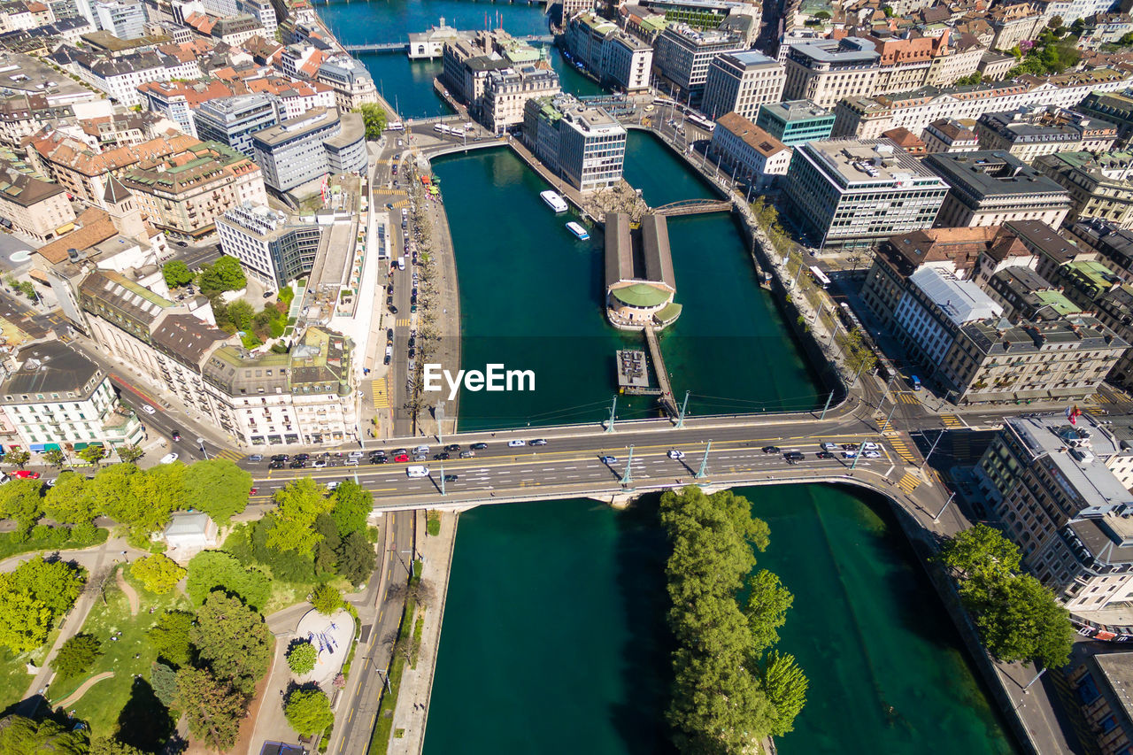 HIGH ANGLE VIEW OF BUILDINGS AND CITY