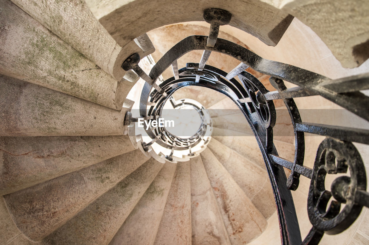 High angle view of circular staircase