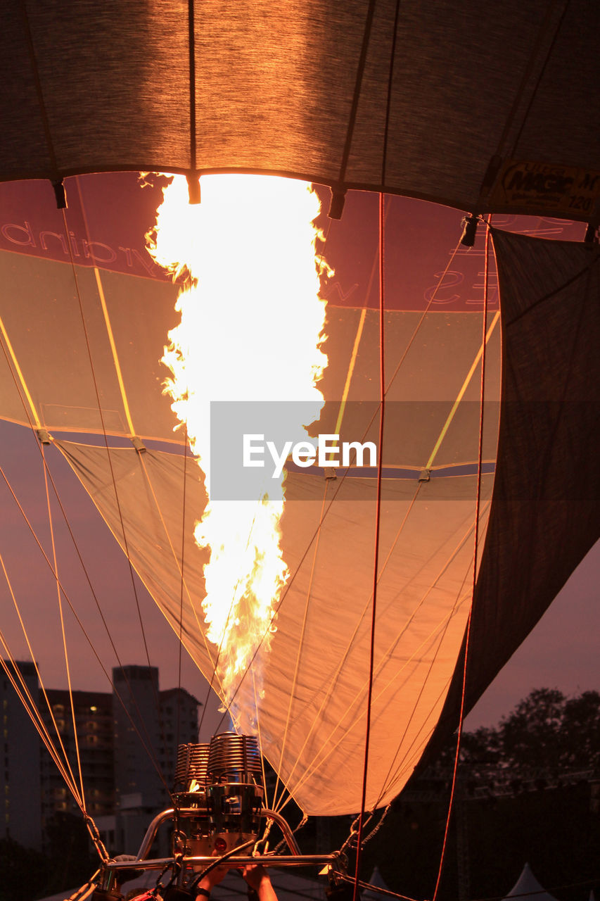 Fire in hot air balloon