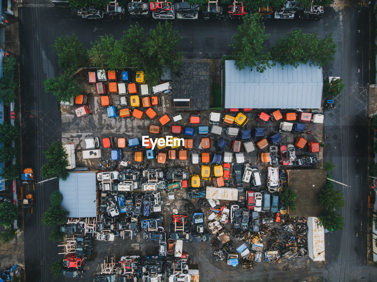 Aerial view of scrap metals